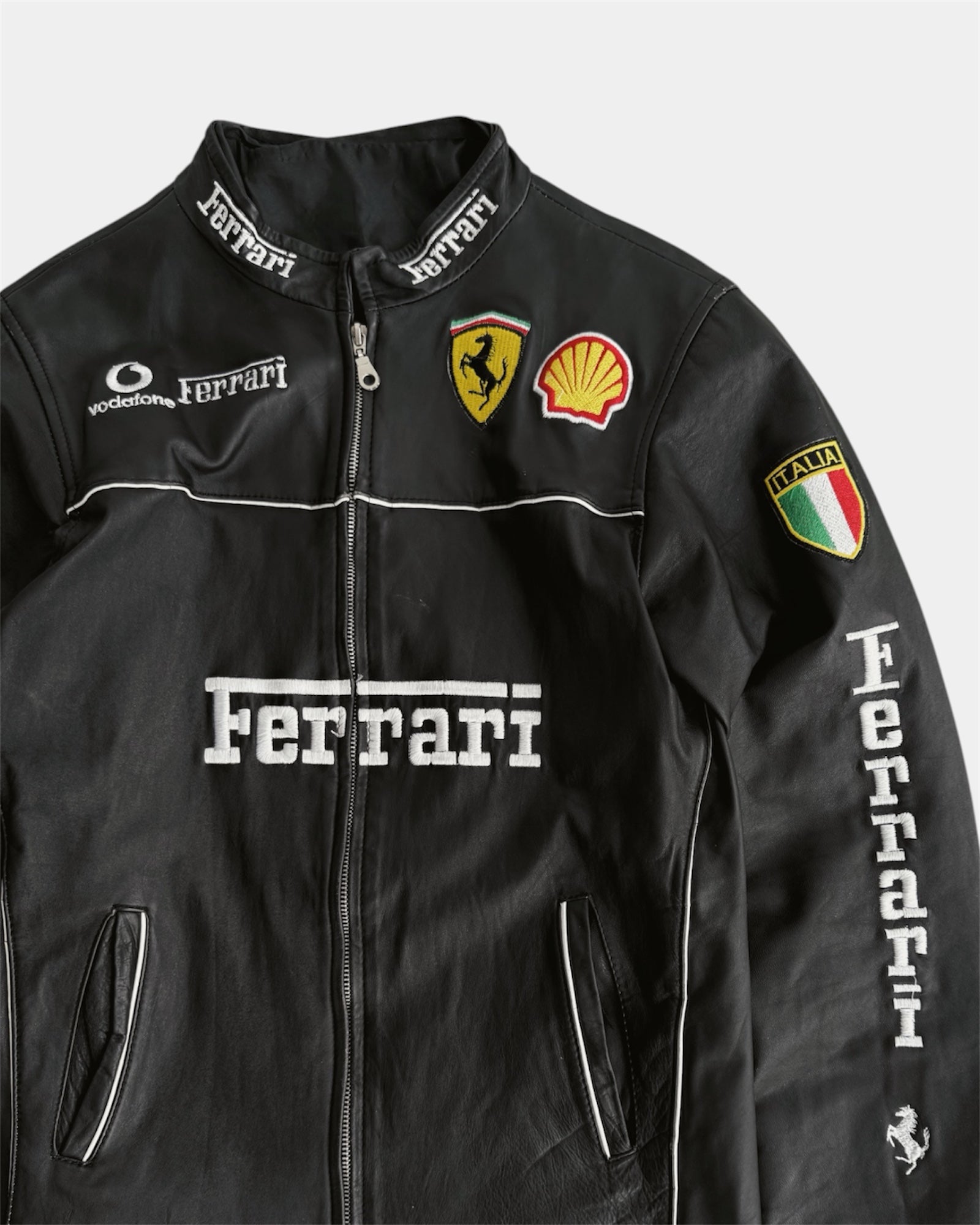 (M) VINTAGE FERRARI RACING LEATHER JACKET