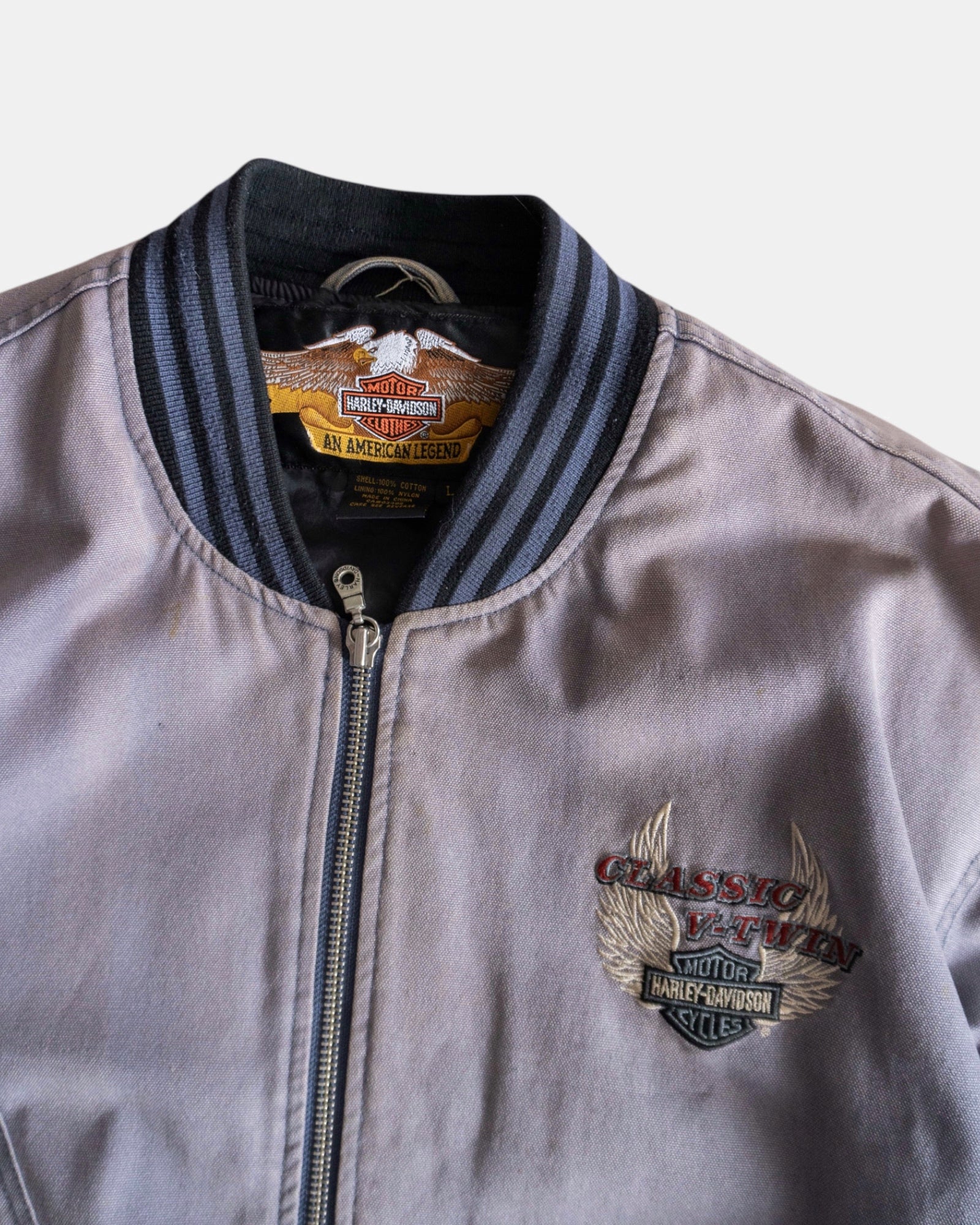 (L) 90’S VINTAGE HARLEY DAVIDSON FADED D-POCKET BOMBER JACKET