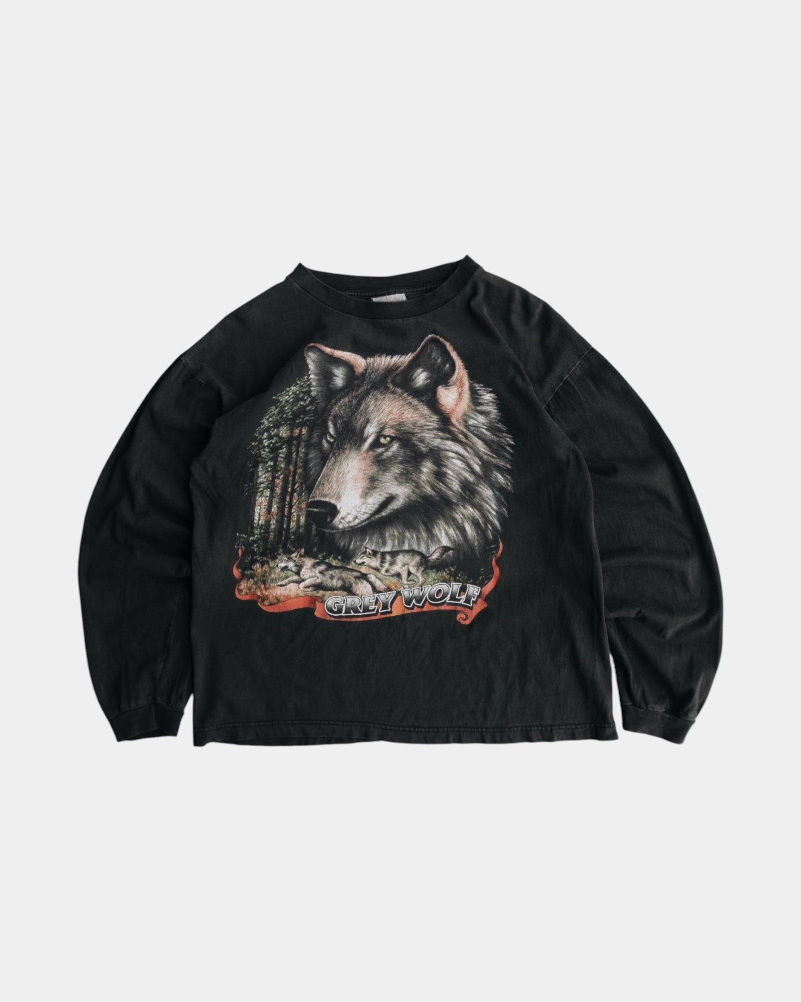 (BOXY M) 90’S VINTAGE WOLF FADED LONG SLEEVE