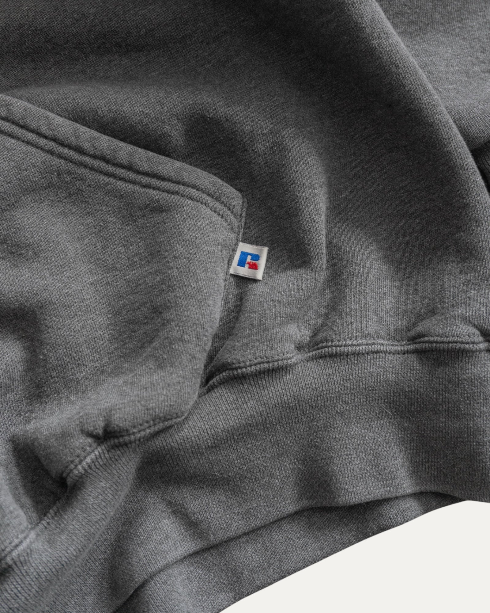 (BOXY L) 00’S VINTAGE RUSSELL GRAY BLANK HOODIE