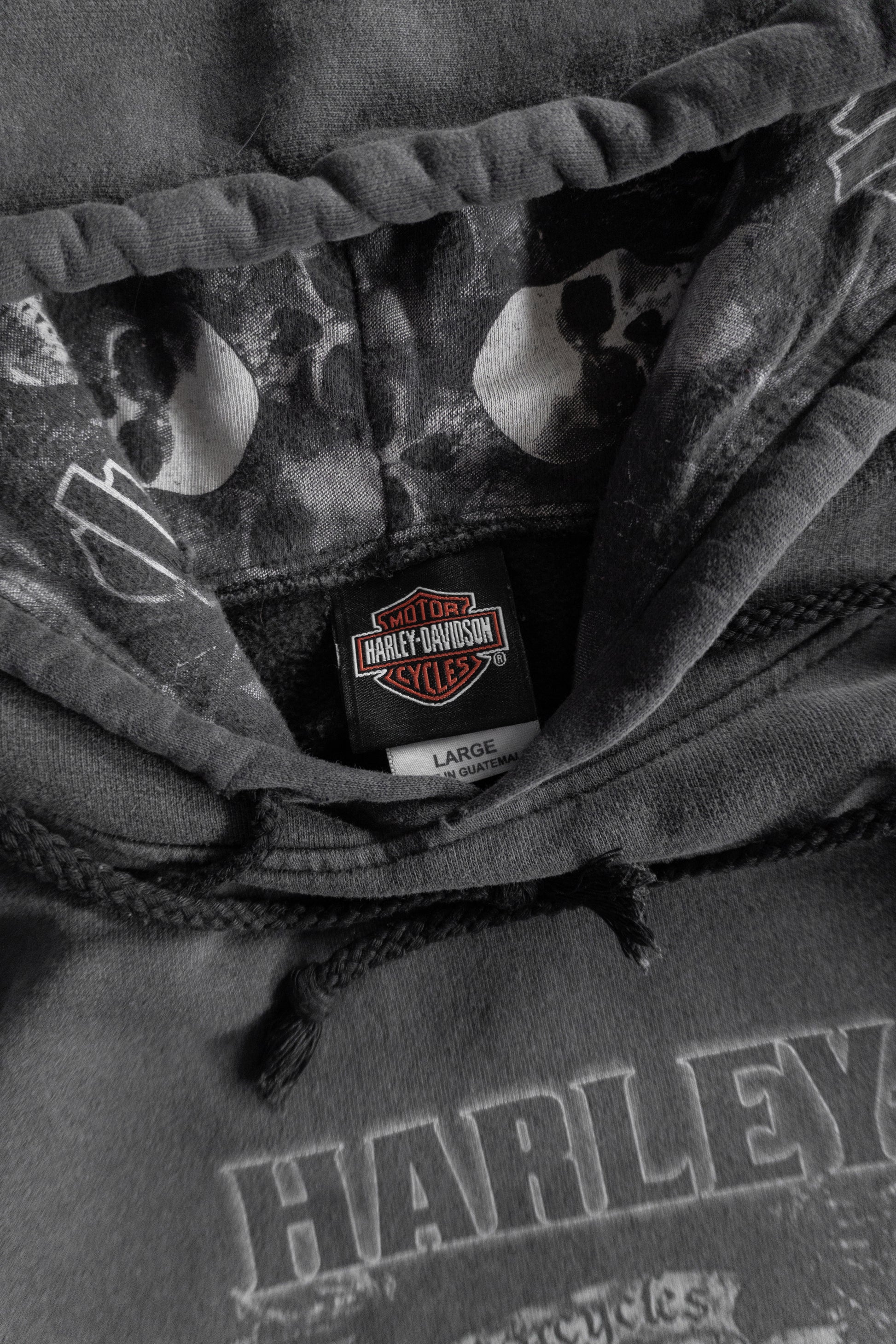 (L) VINTAGE HARLEY DAVIDSON SKULL FADED HOODIE