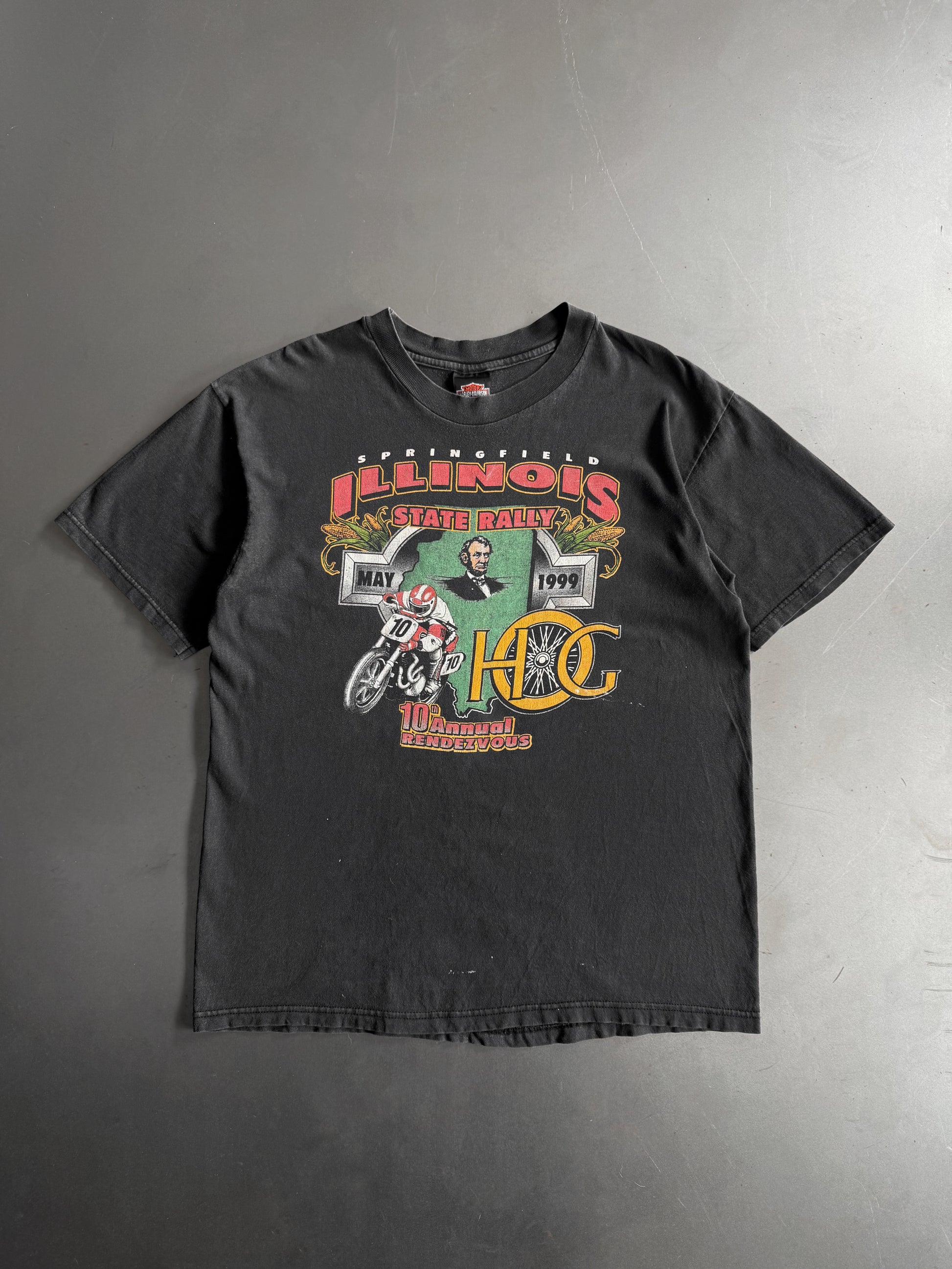 (L) VINTAGE HARLEY DAVIDSON STATE RALLY FADED TEE