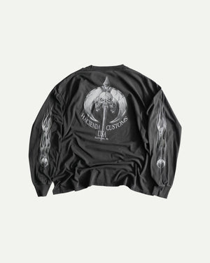(XL) VINTAGE SKULL FLAMES FADED LONG SLEEVE