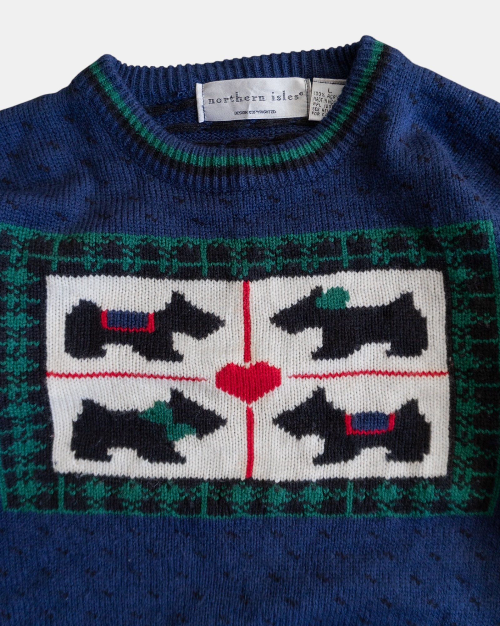 (FIT S) VINTAGE NORTHEN ISLES SCOTTIE DOG SWEATER