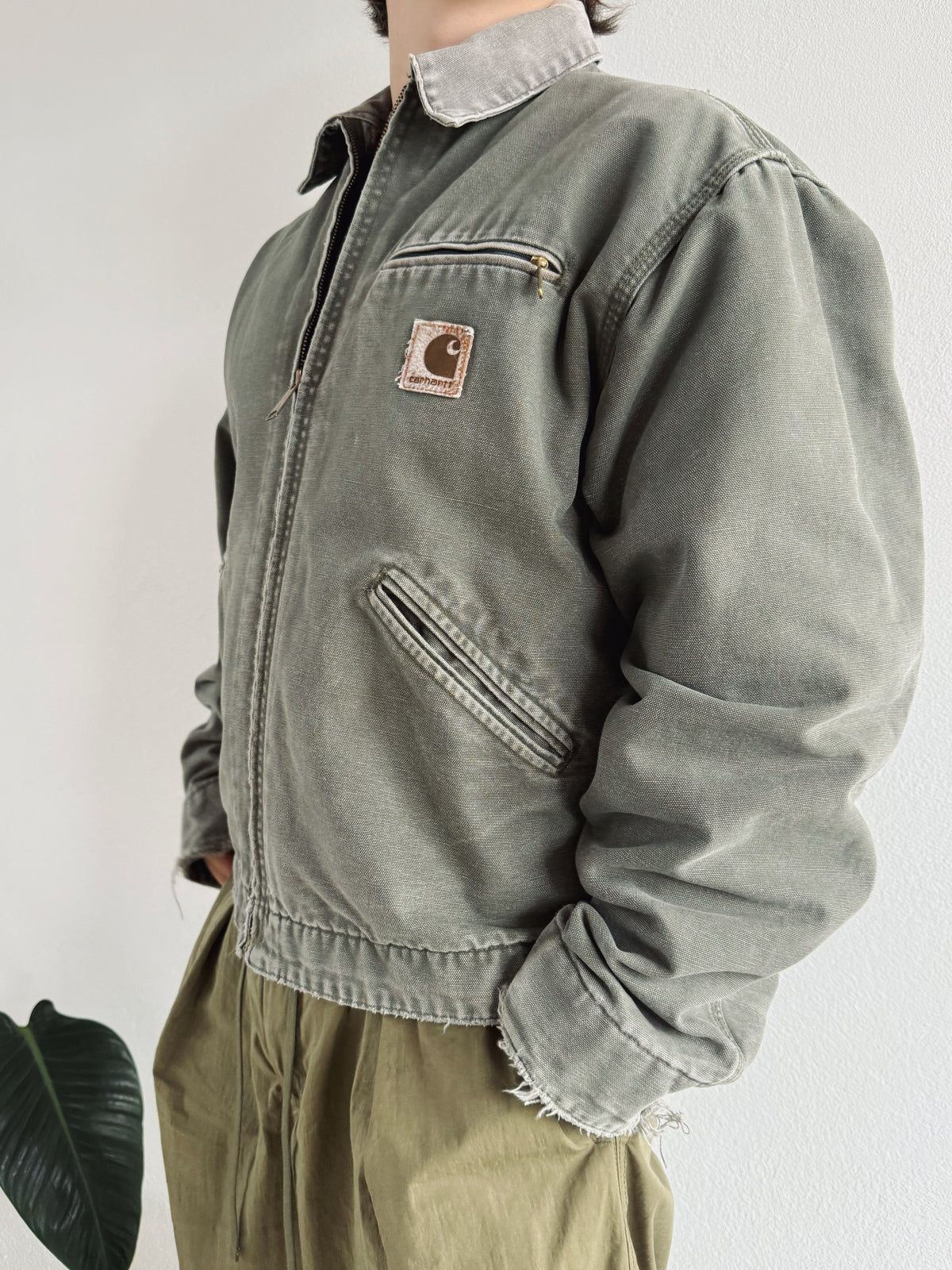 (L) 90’S VINTAGE CARHARTT FADED GREEN DETROIT JACKET J76 MOS
