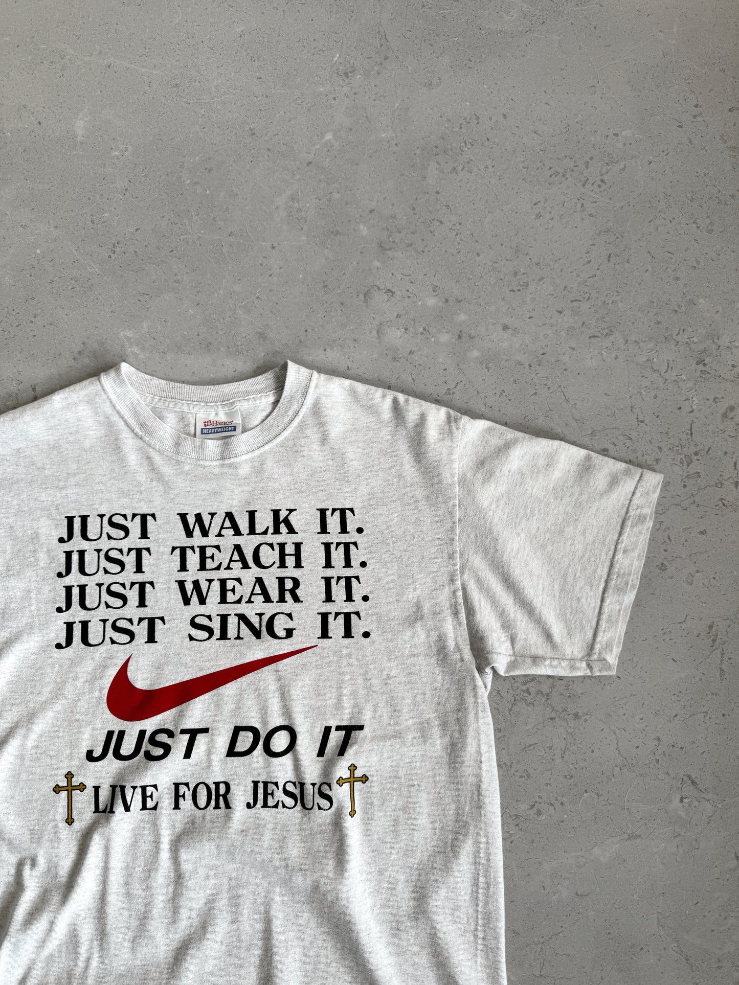 (M) 90’s Vintage Nike Parody Just Do It Live For Jesus Tee