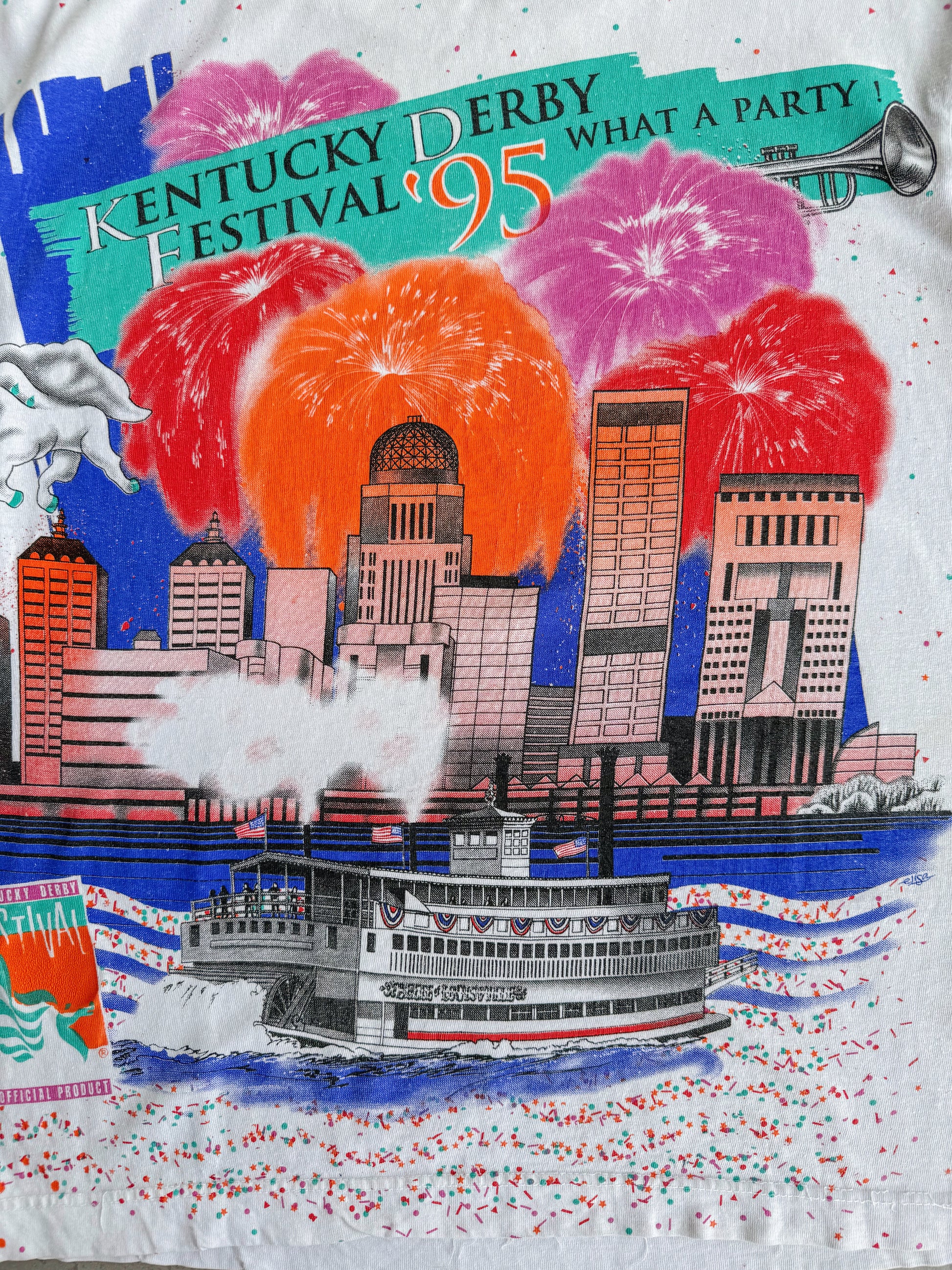 (M) VINTAGE 1995 KENTUCHY DERBY FESTIVAL AOP TEE