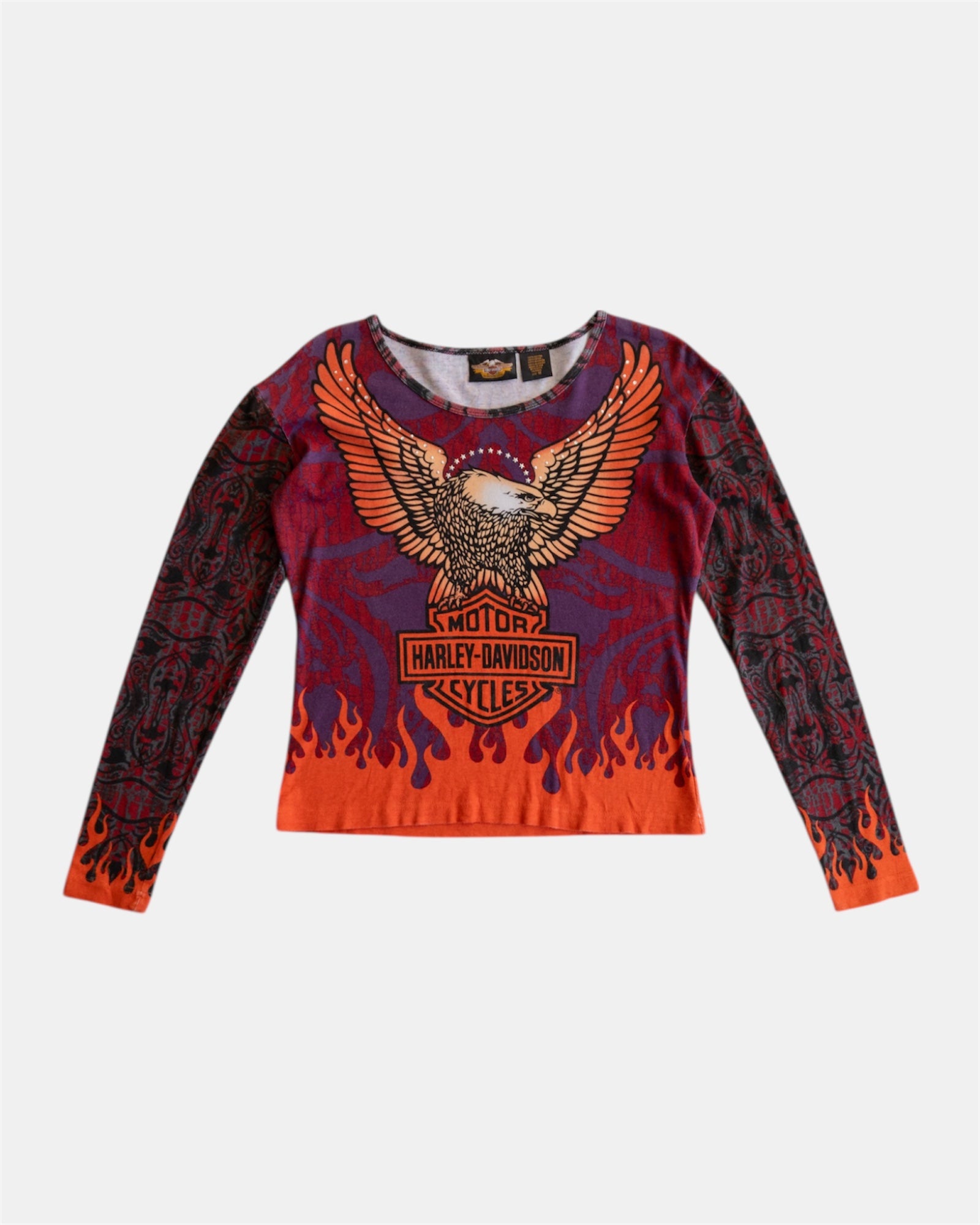 (M) VINTAGE Y2K HARLEY DAVIDSON FLAMES AOP LONG SLEEVE