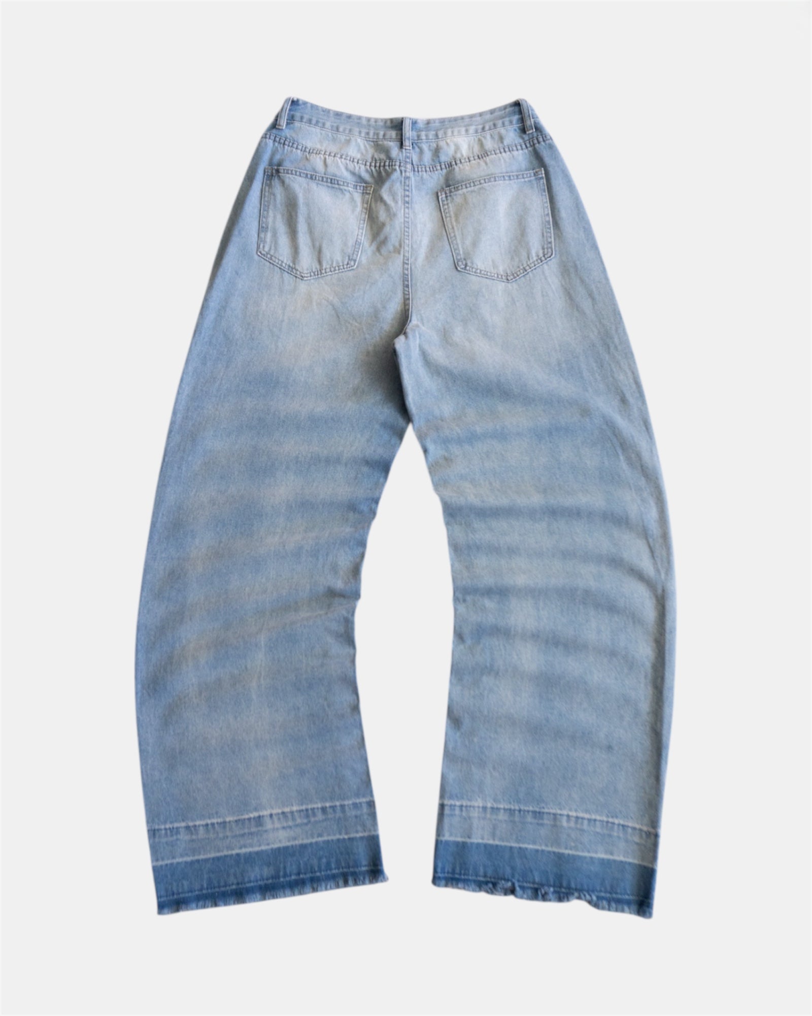 DENIM WASHED BAGGY WIDE LEG JEANS - 32x34