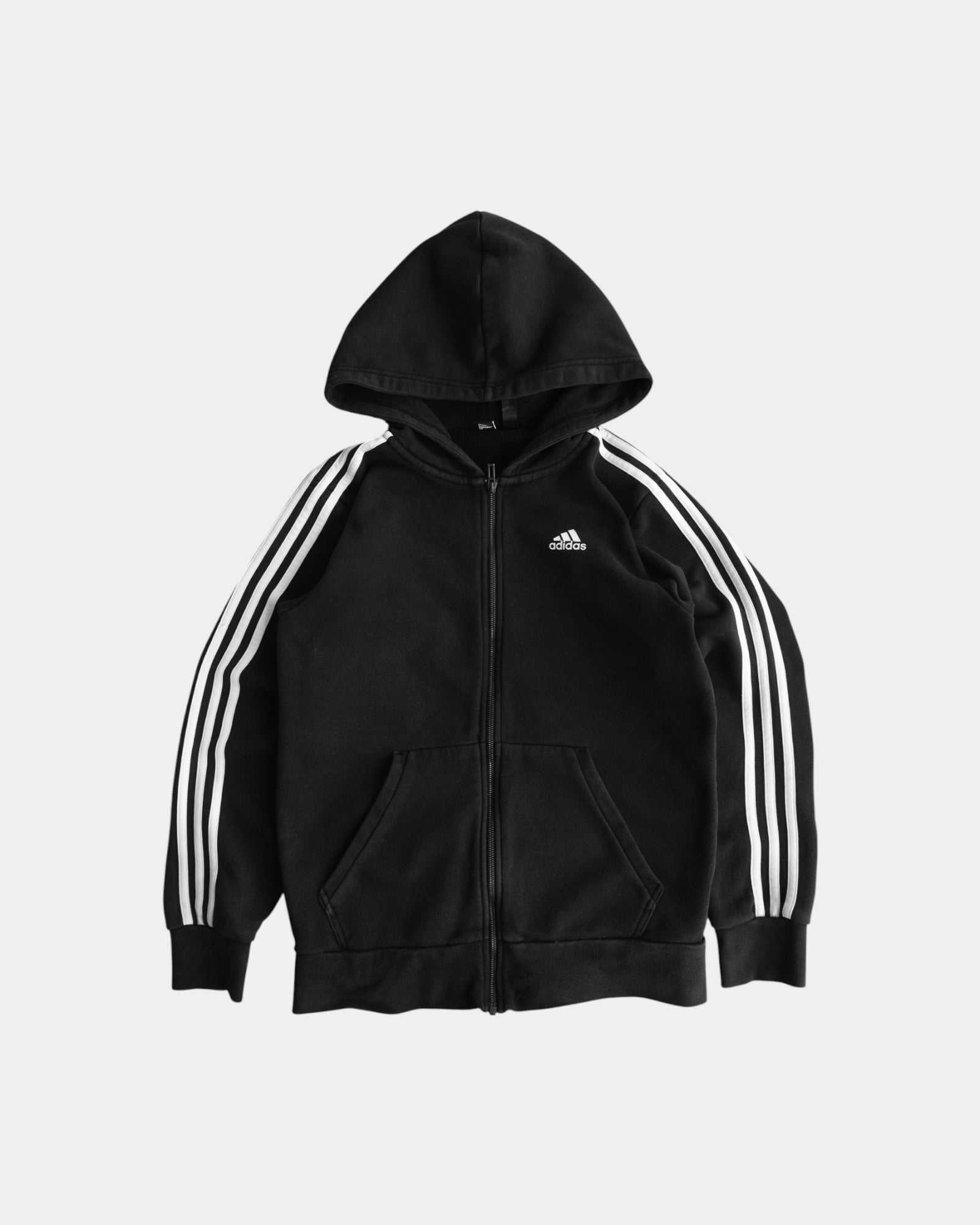 (S/M) ADIDAS BLACK HOODIE FULL ZIP