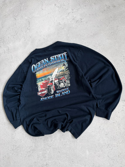 (L-XL) VINTAGE HARLEY DAVIDSON OCEAN STATE LONG SLEEVE