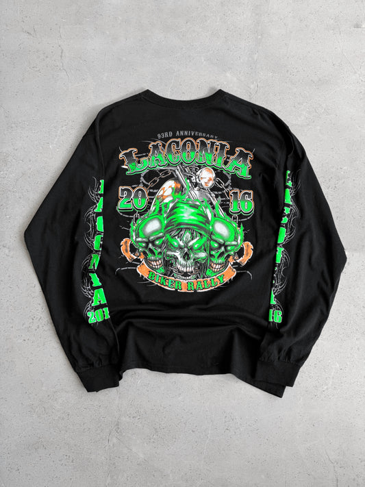 (L) 2016 LACONIA BIKE WEEK GREEN LONG SLEEVE