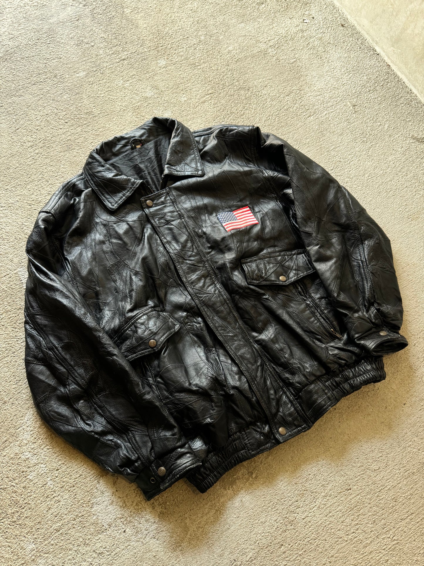 (L) 90’s Vintage USA Leather Jacket