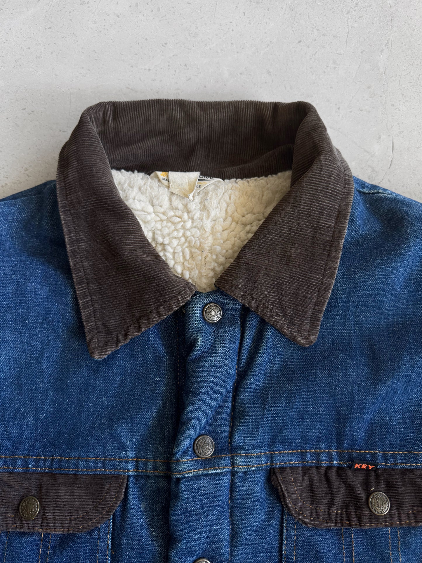 (L-XL) 1970’S VINTAGE KEY DENIM SHERPA JACKET