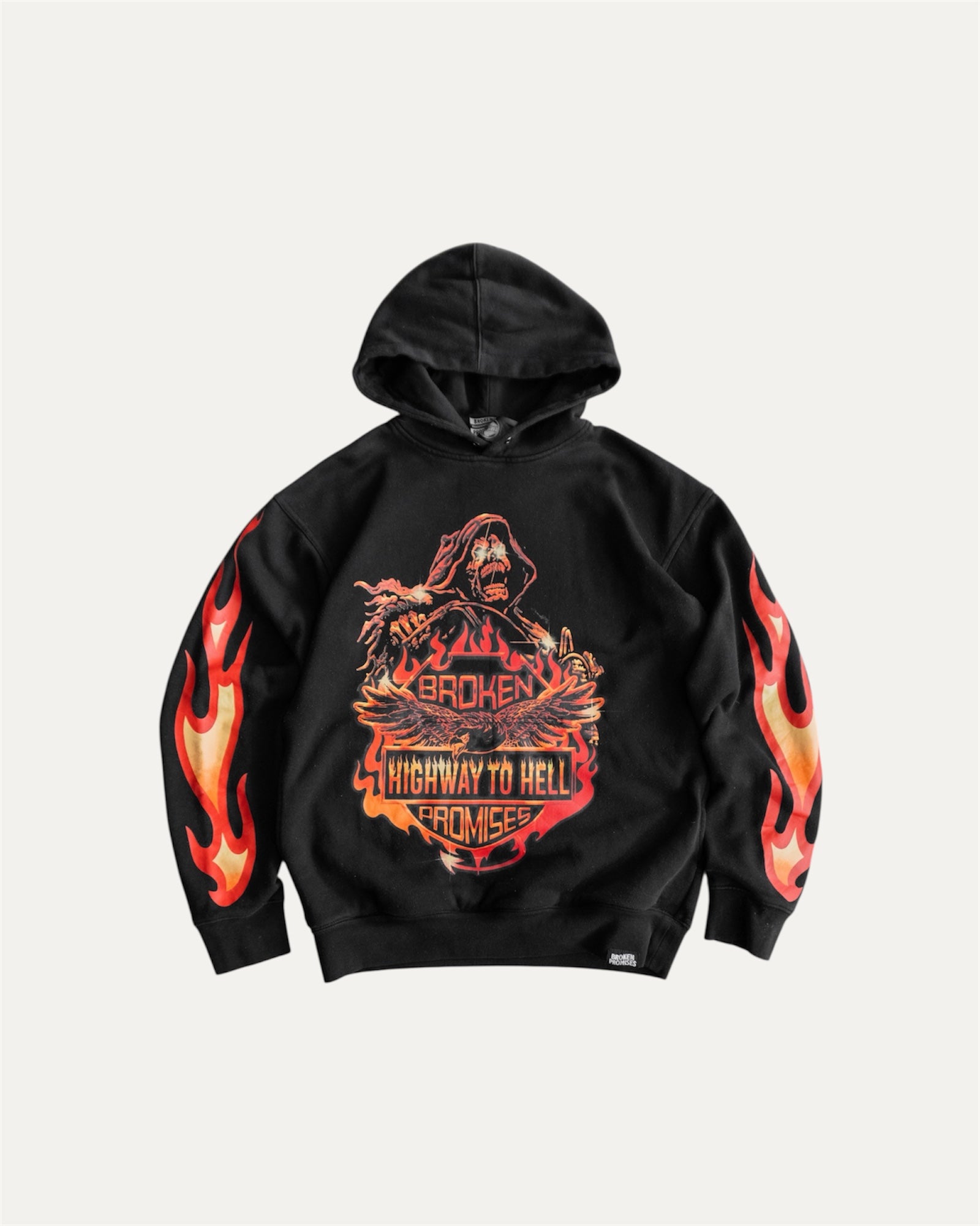 (S) BROKEN PROMISES TYPE HARLEY DAVIDSON FLAMES HOODIE