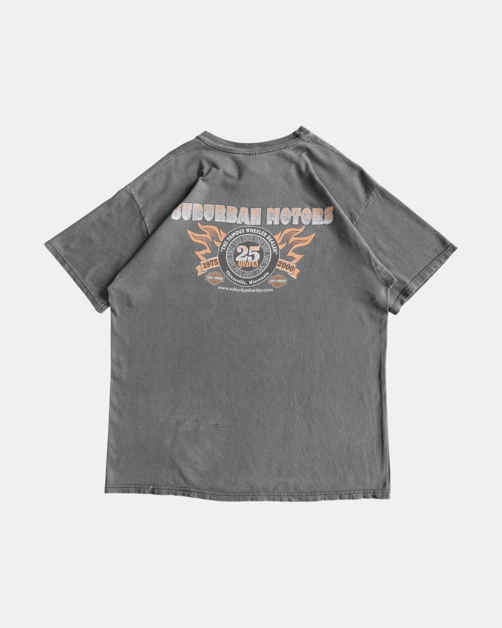 (L/XL) VINTAGE HARLEY DAVIDSON SUBURBAN MOTORS FLAMES FADED TEE