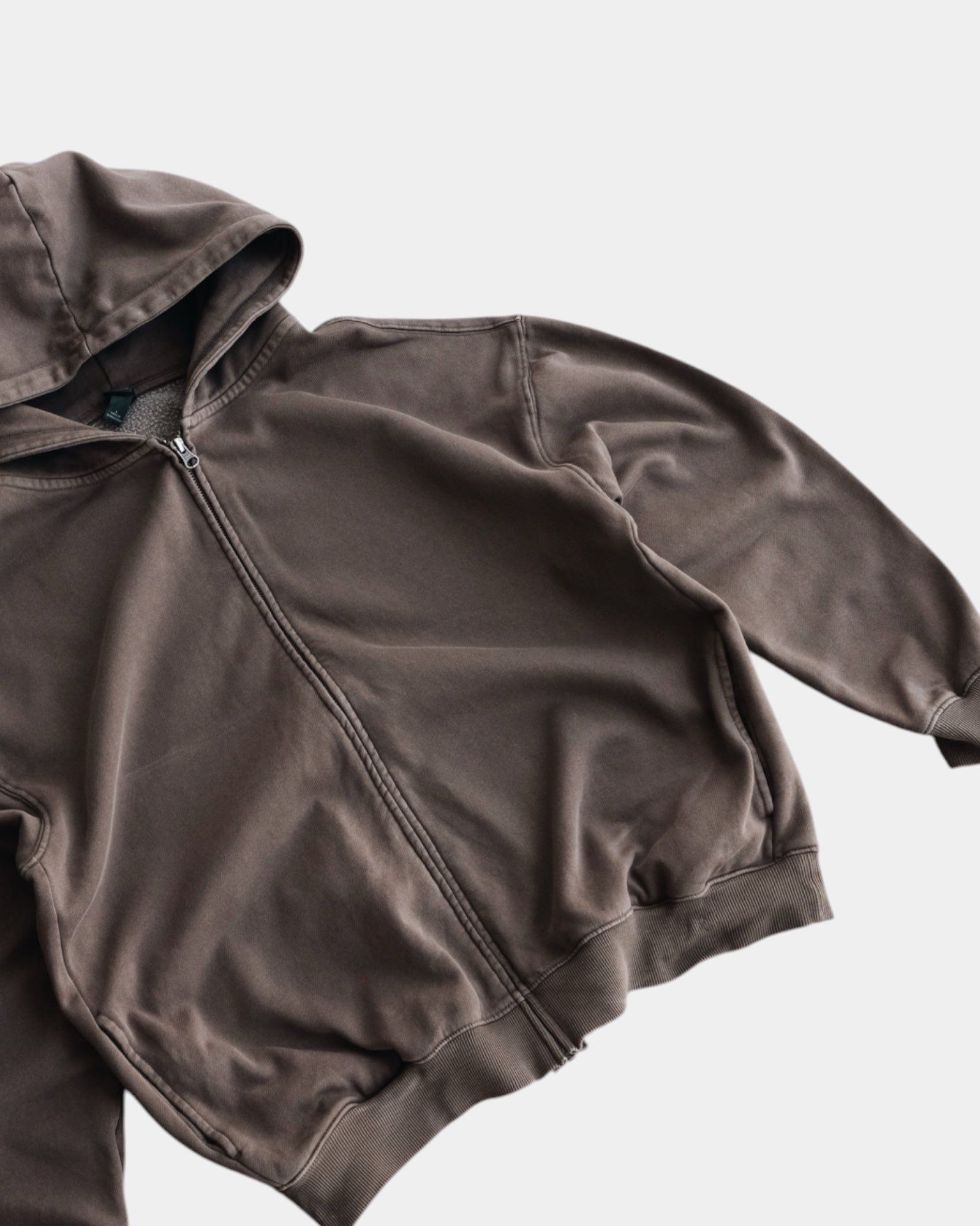(M) SUNFADED BROWN HOODIE FULL ZIP