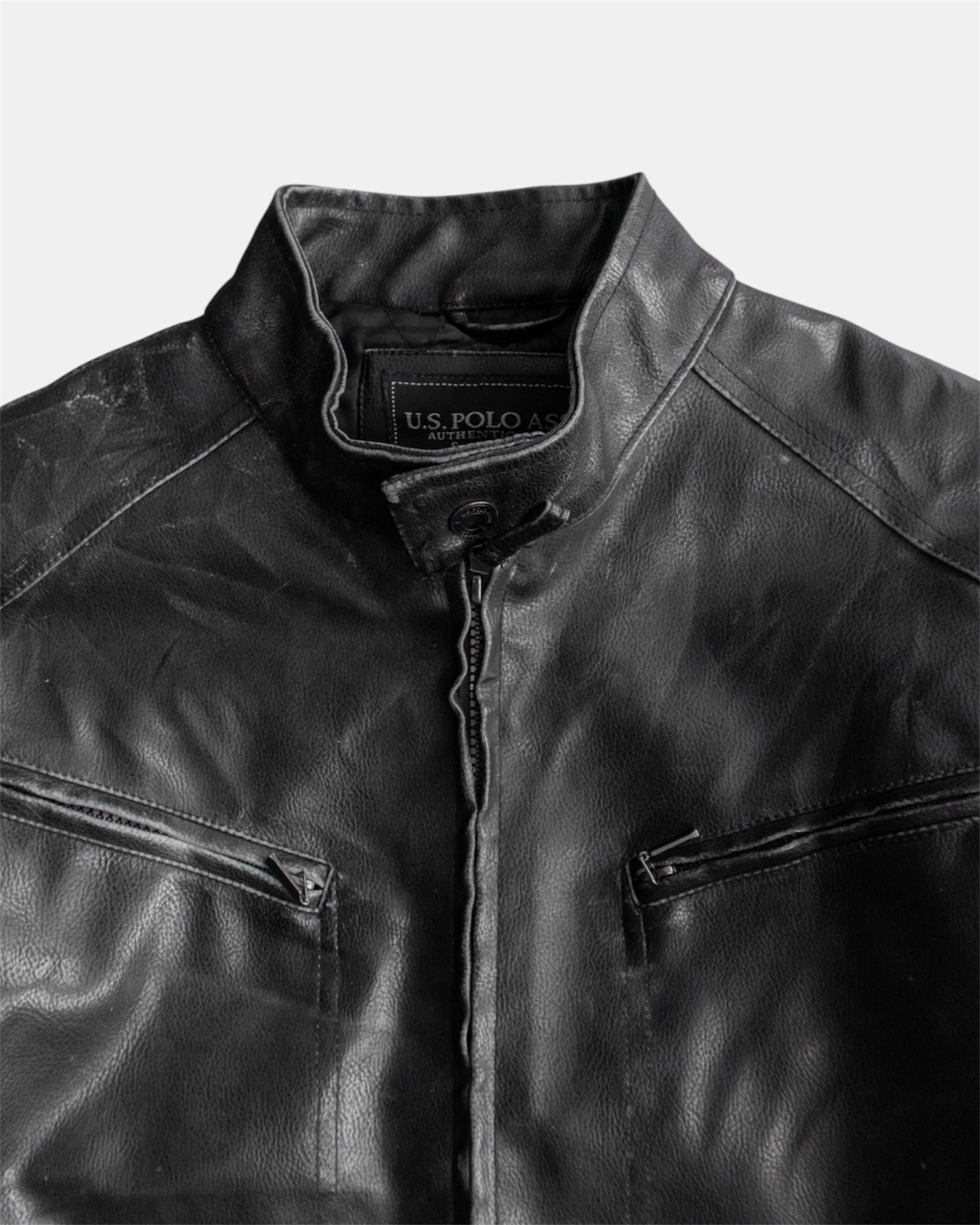 (L/XL) VINTAGE POLO LEATHER JACKET