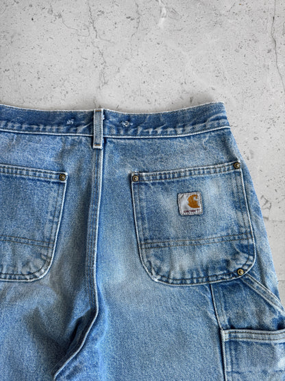 1990’S VINTAGE CARHARTT DENIM FADED DOUBLE KNEE PANTS - 30x32
