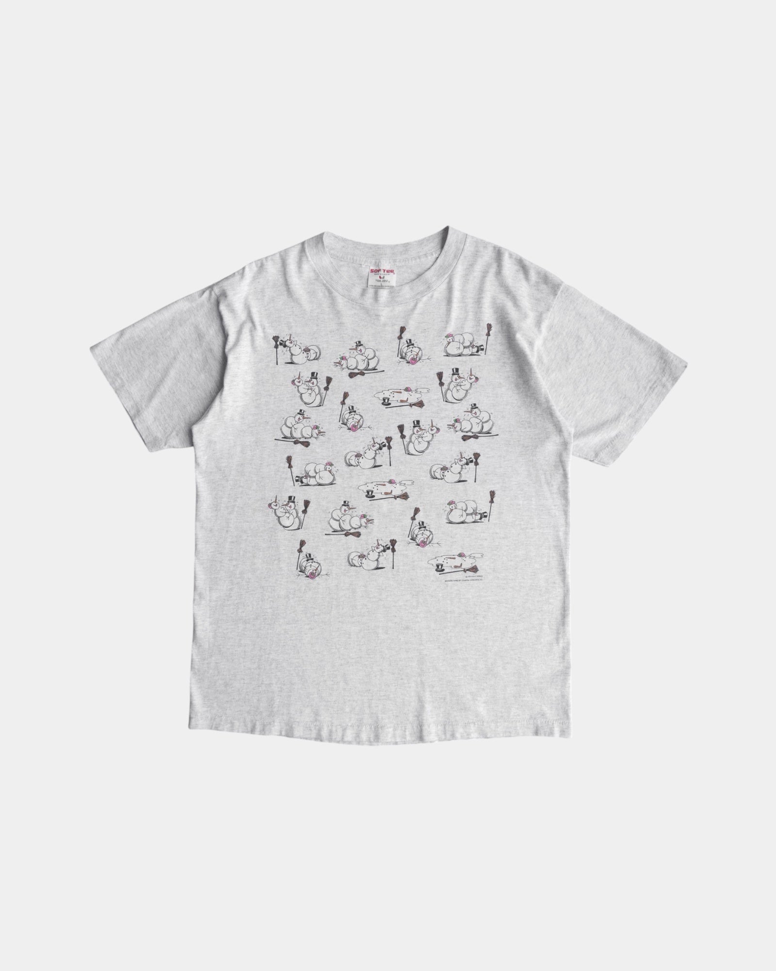 (L) 1992 VINTAGE DOUBLE SIDED SEX POSITIONS SNOWMAN TEE