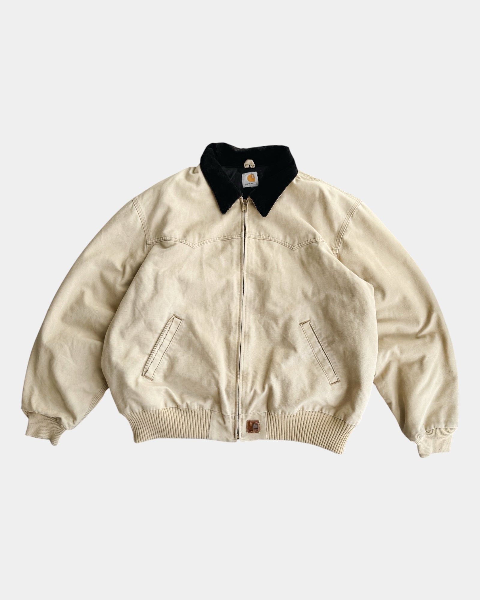 (XL) VINTAGE CARHARTT FADED CREAM SANTA FE JACKET