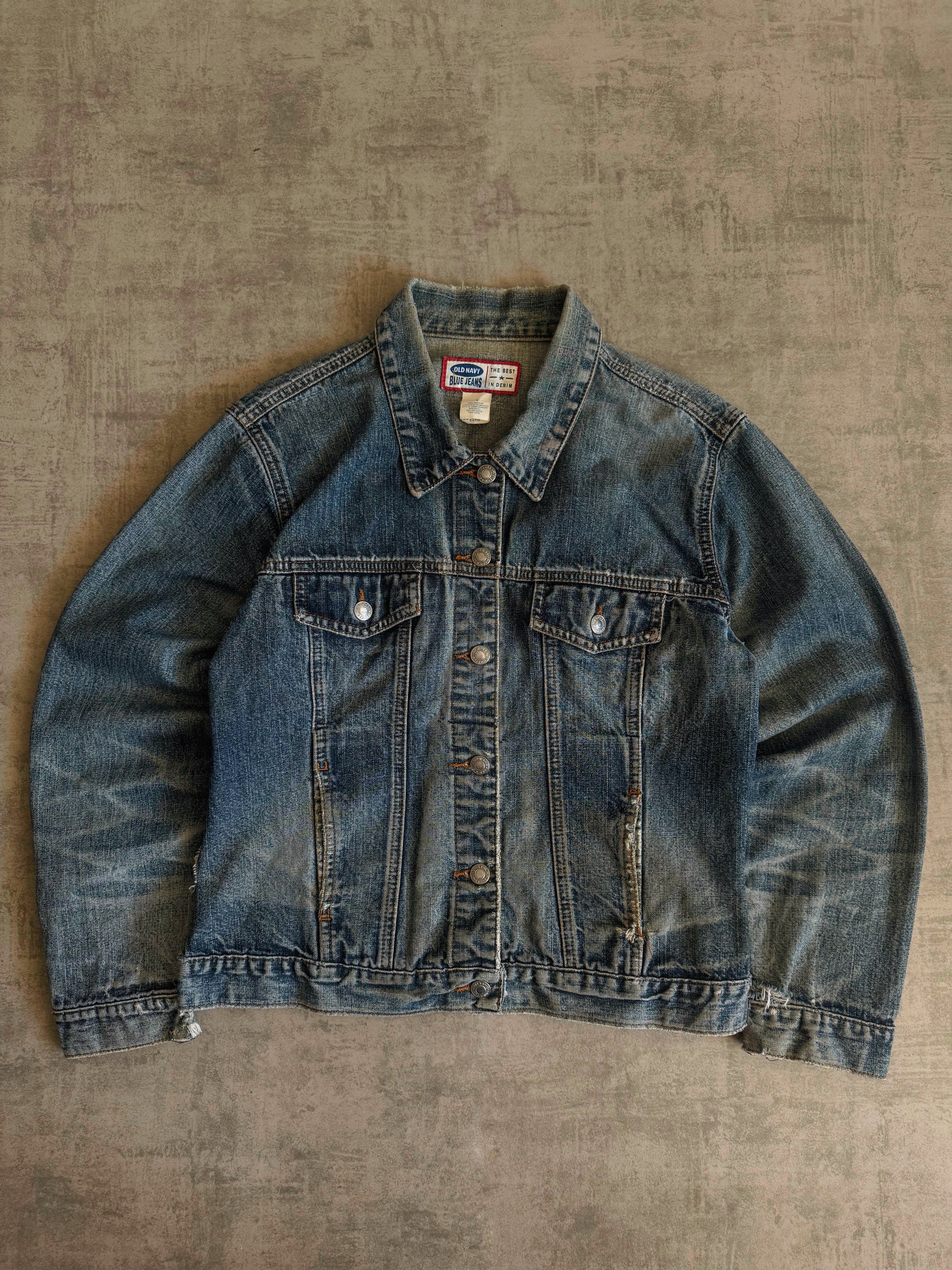 (S) 90’S VINTAGE OLD NAVY DENIM DISTRESSED JACKET