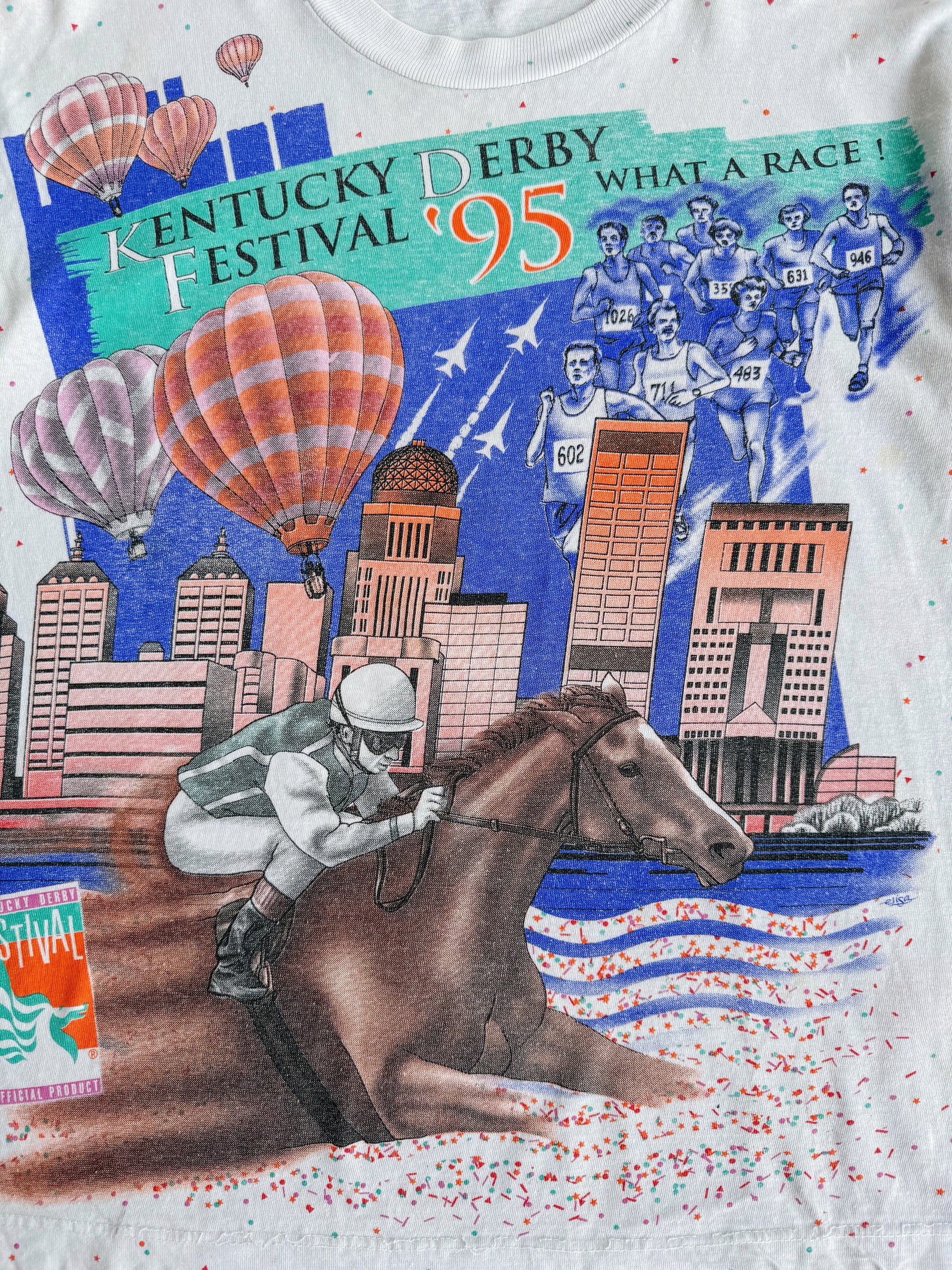 (M) VINTAGE 1995 KENTUCHY DERBY FESTIVAL AOP TEE