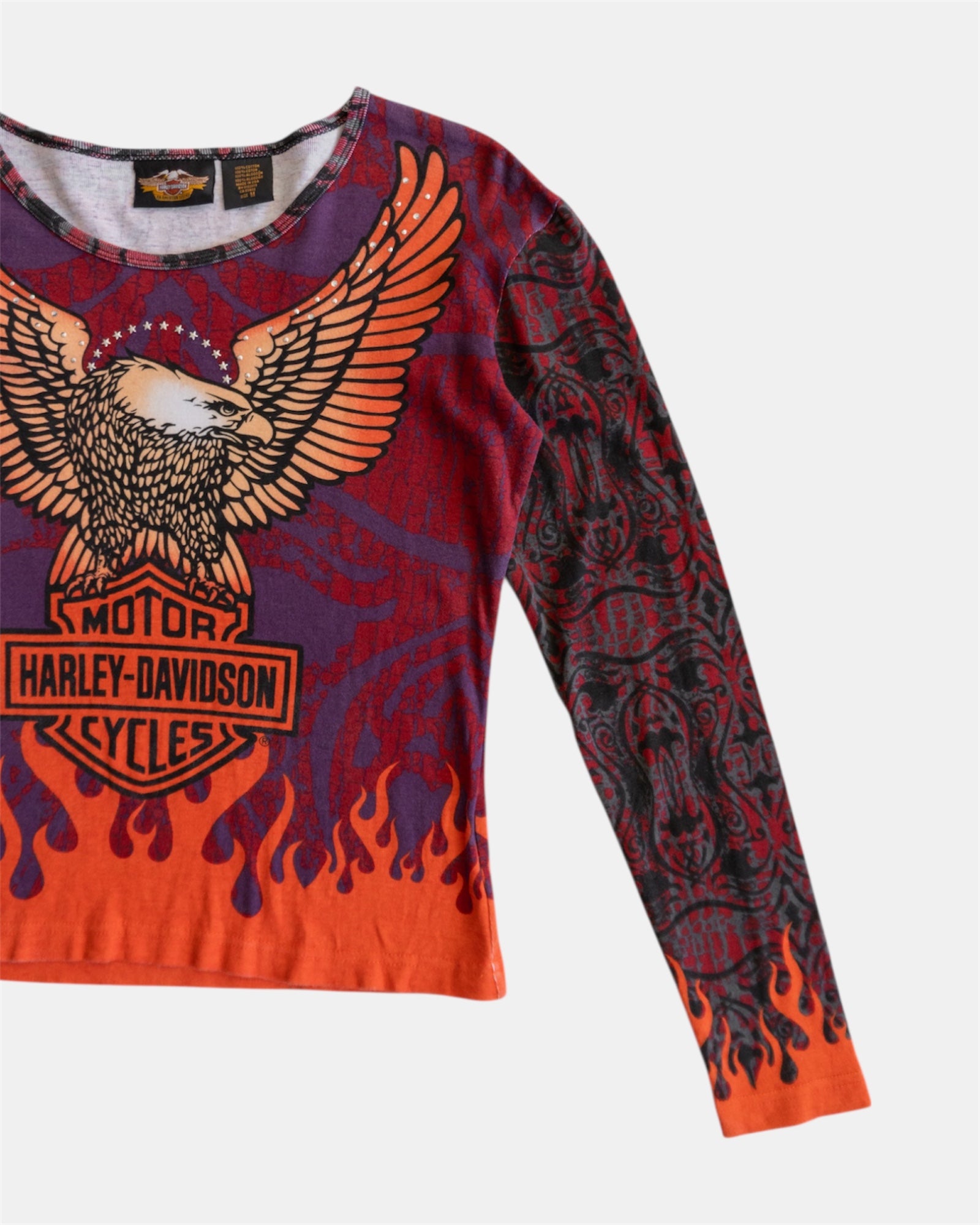 (M) VINTAGE Y2K HARLEY DAVIDSON FLAMES AOP LONG SLEEVE