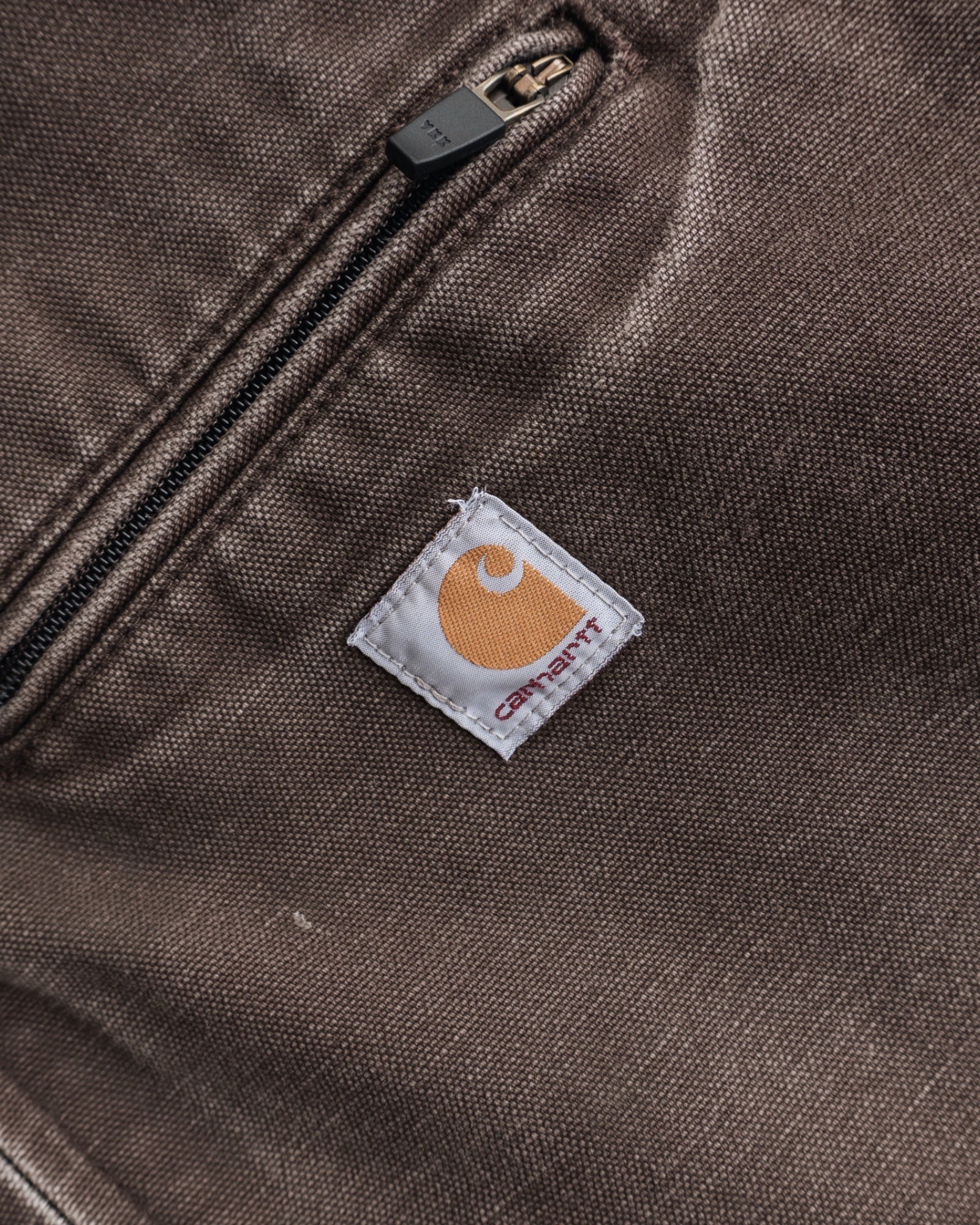 (XL) VINTAGE CARHARTT J141 ACTIVE MOCCA WASHED DUCK CANVAS SHERPA LINED JACKET