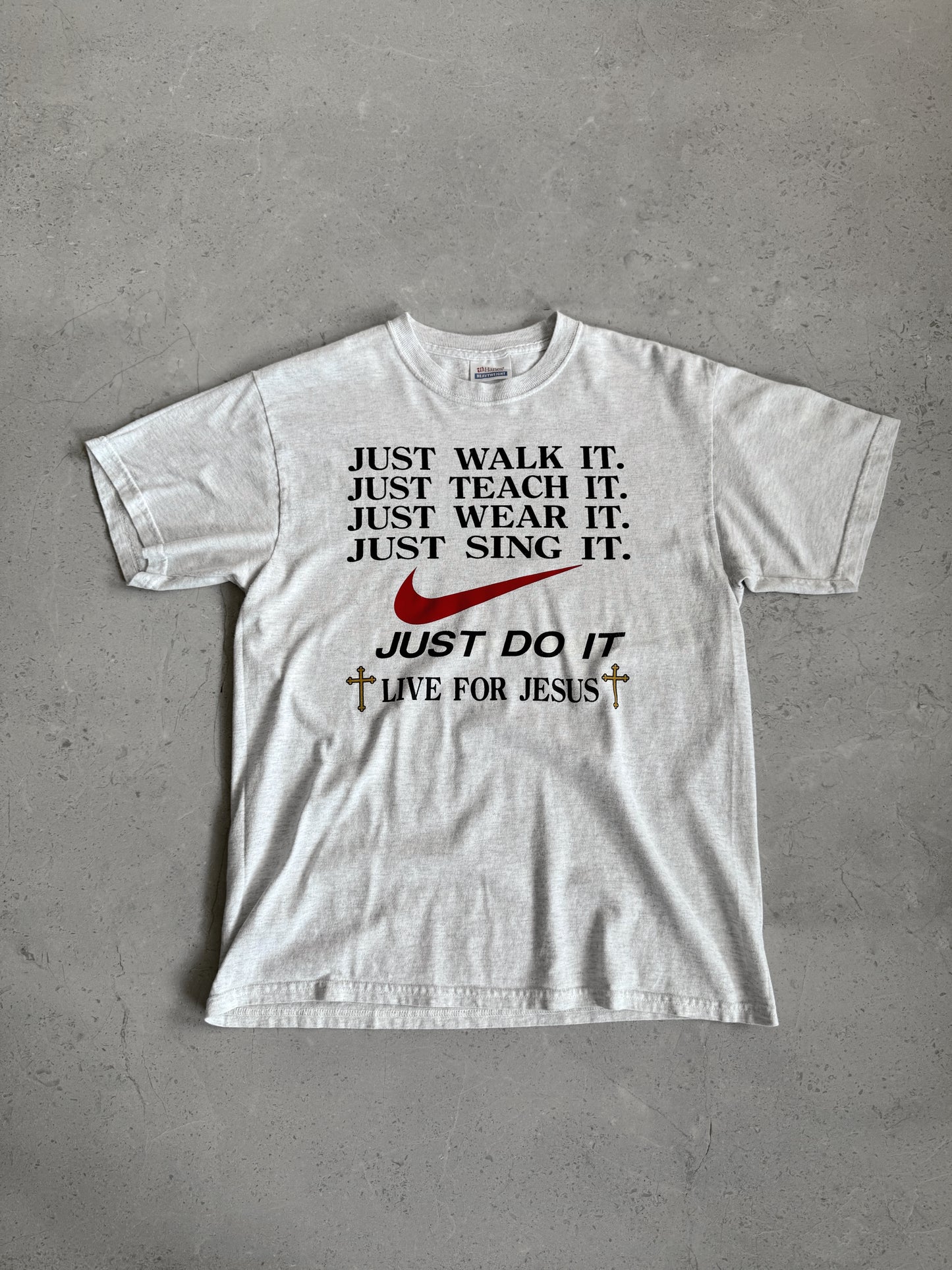 (M) 90’s Vintage Nike Parody Just Do It Live For Jesus Tee