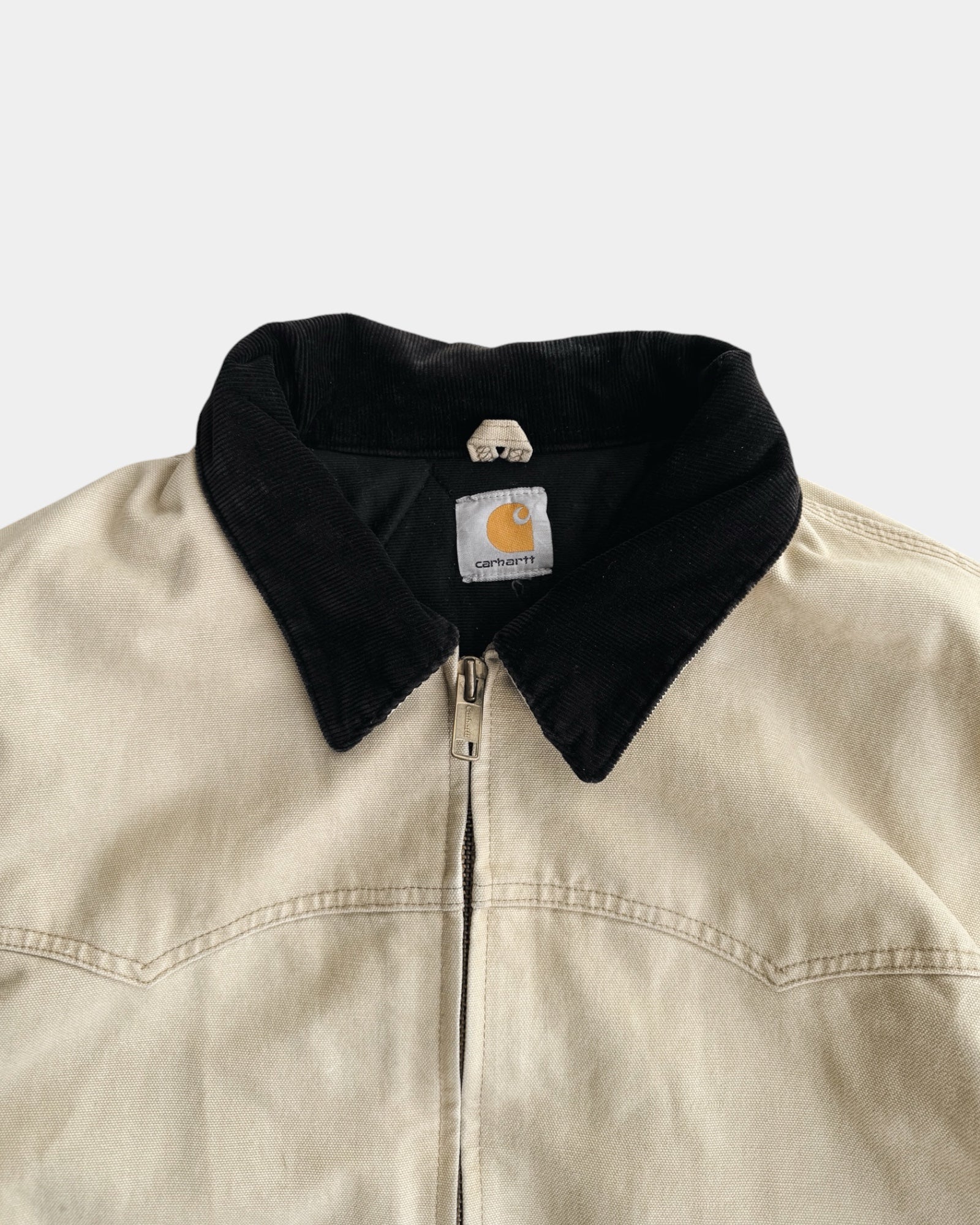 (XL) VINTAGE CARHARTT FADED CREAM SANTA FE JACKET