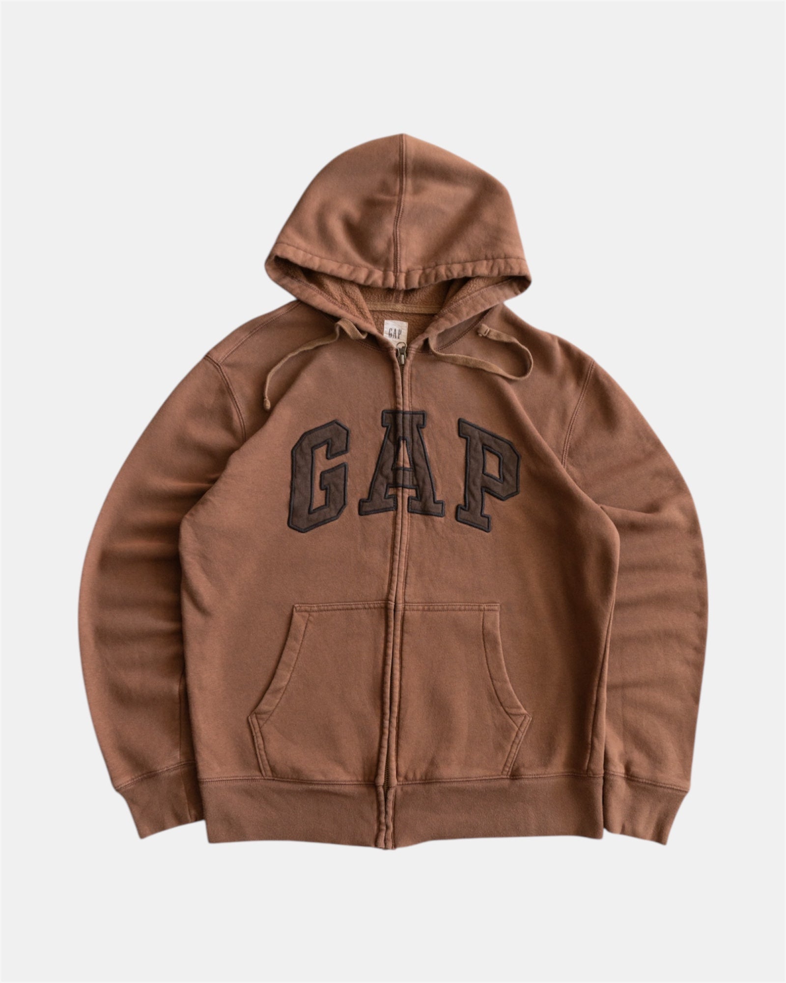 (M) GAP BROWN FADED HOODIE FULL ZIP