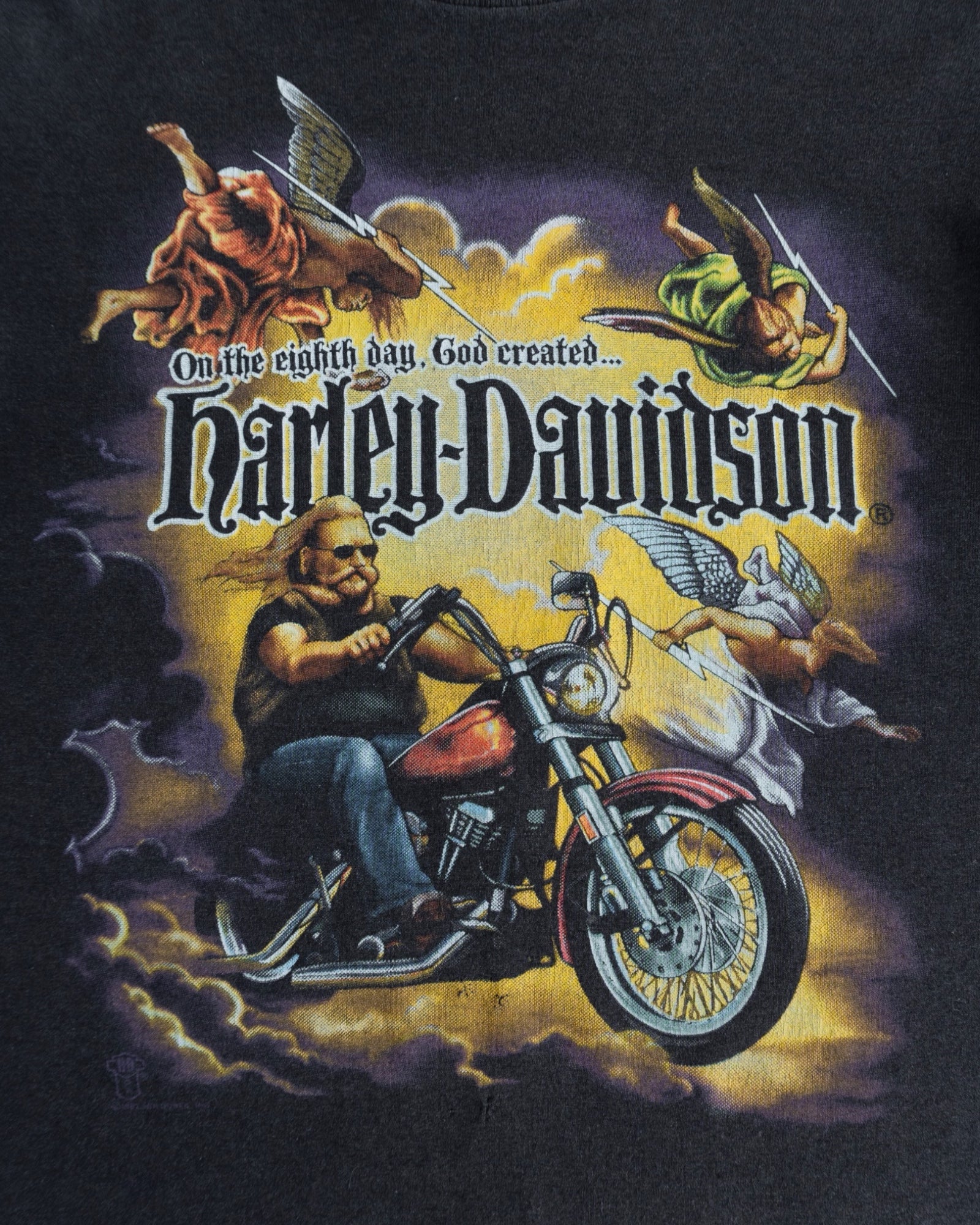 (M/S) 80’S VINTAGE HARLEH DAVIDSON “ON THE EIGHTH DAY GOD CREATED” TEE
