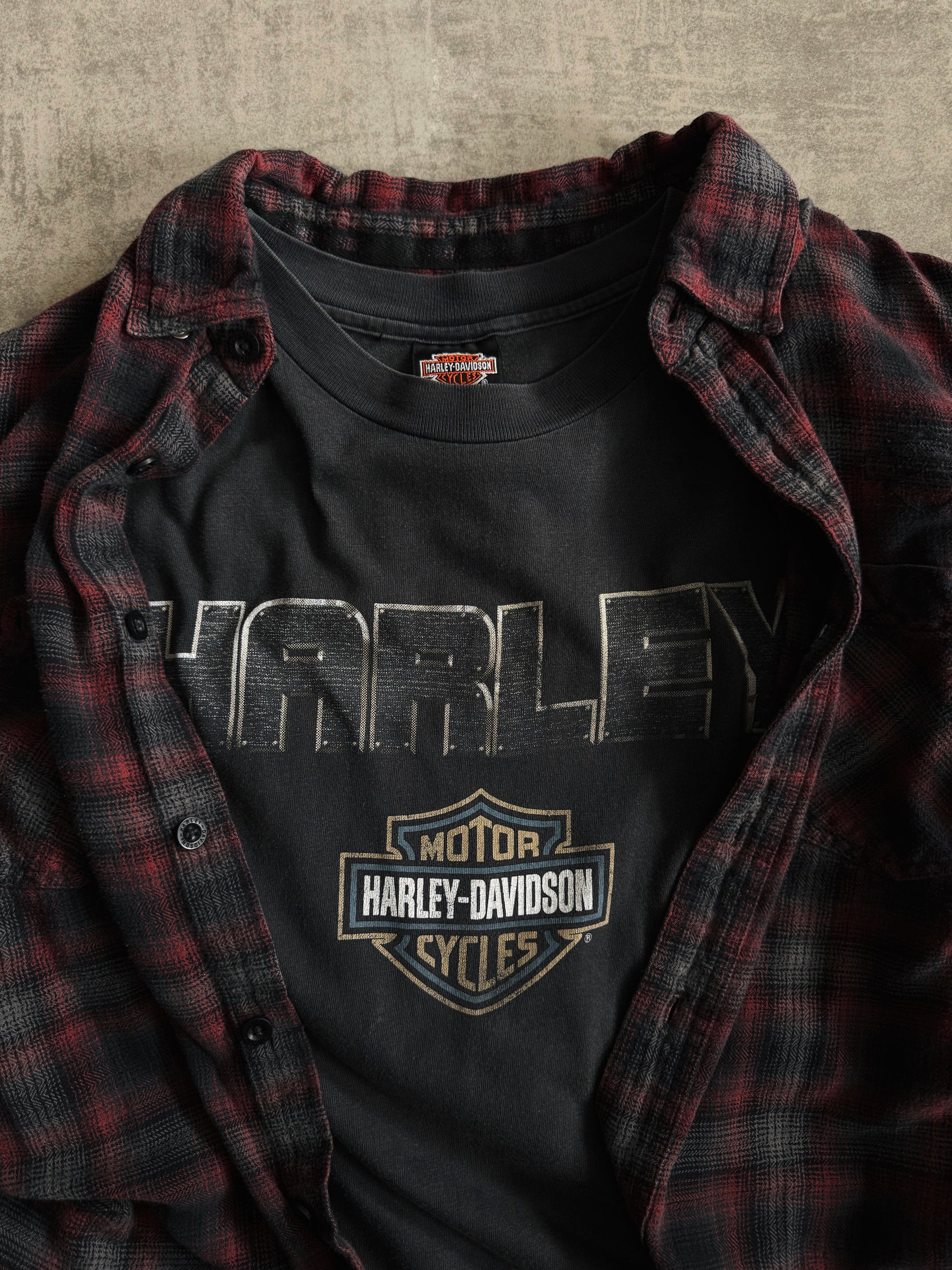 (L) VINTAGE HARLEY DAVIDSON FLANNEL