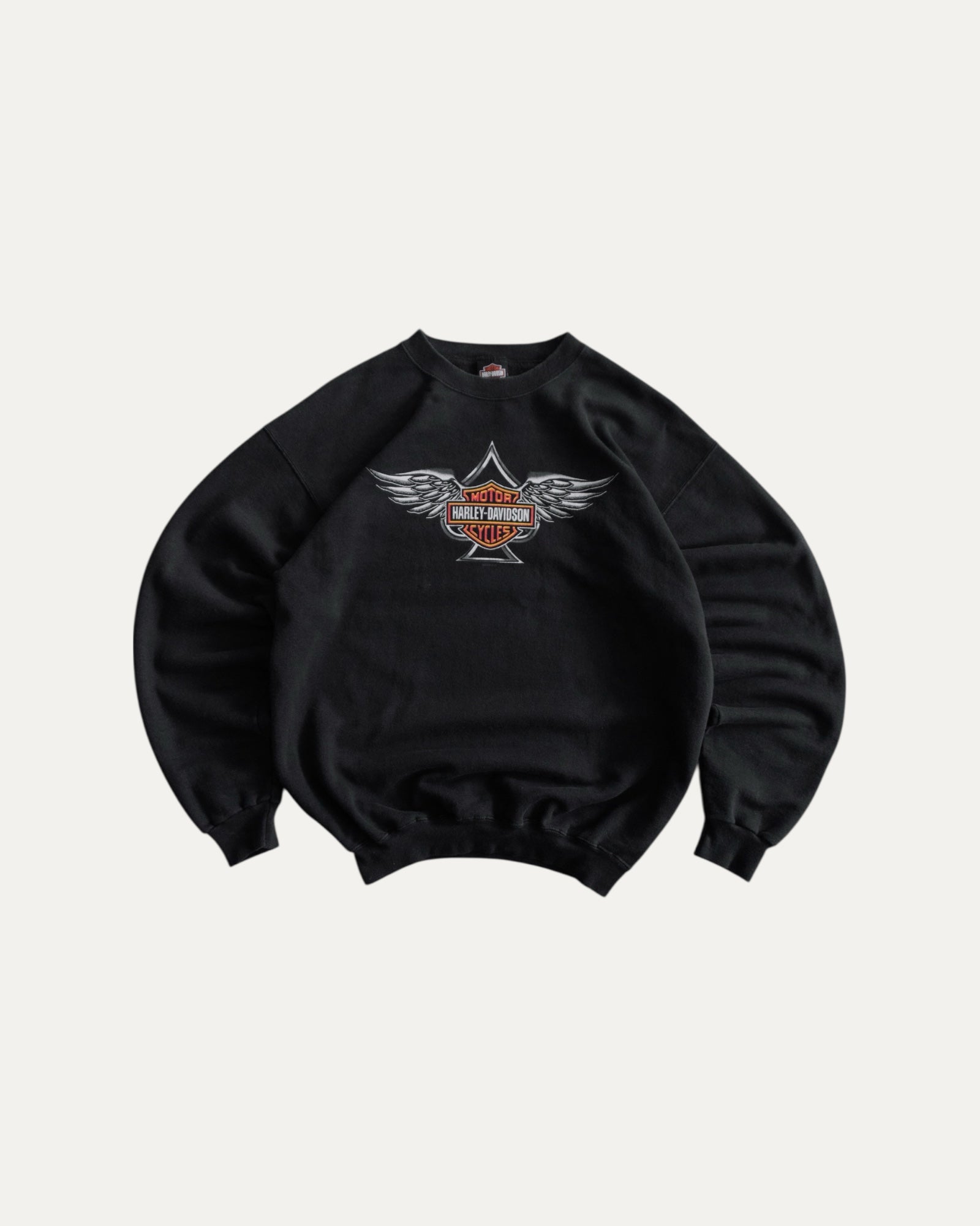 (BOXY M) VINTAGE HARLEY DAVIDSON THUNDER FLAMES CREWNECK