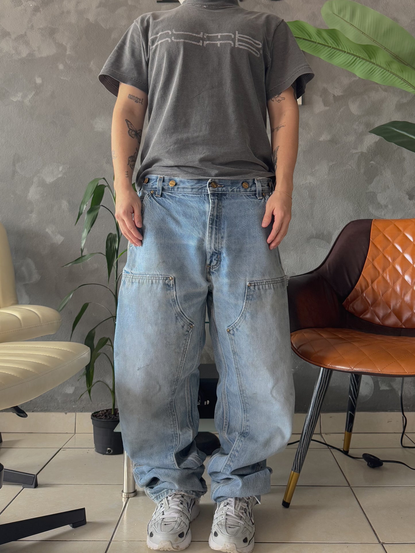 VINTAGE CARHARTT DOUBLE KNEE DENIM PANTS - 36x34