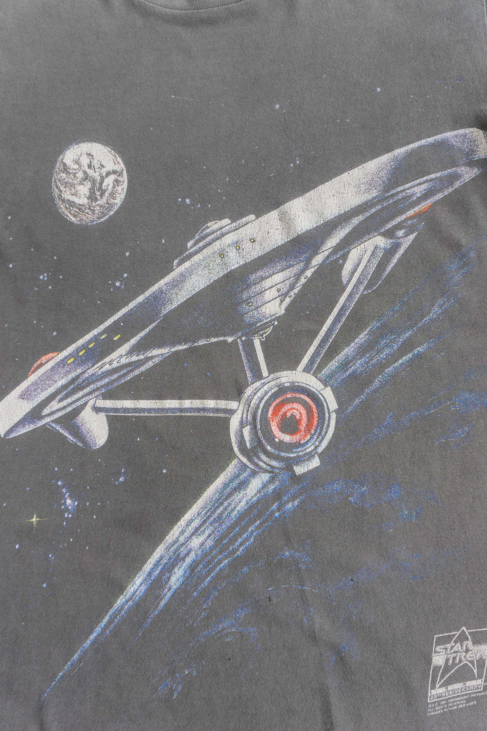 (M) 90’S VINTAGE STAR TREK ENTERPRISE BEAUTIFUL FADED AOP TEE