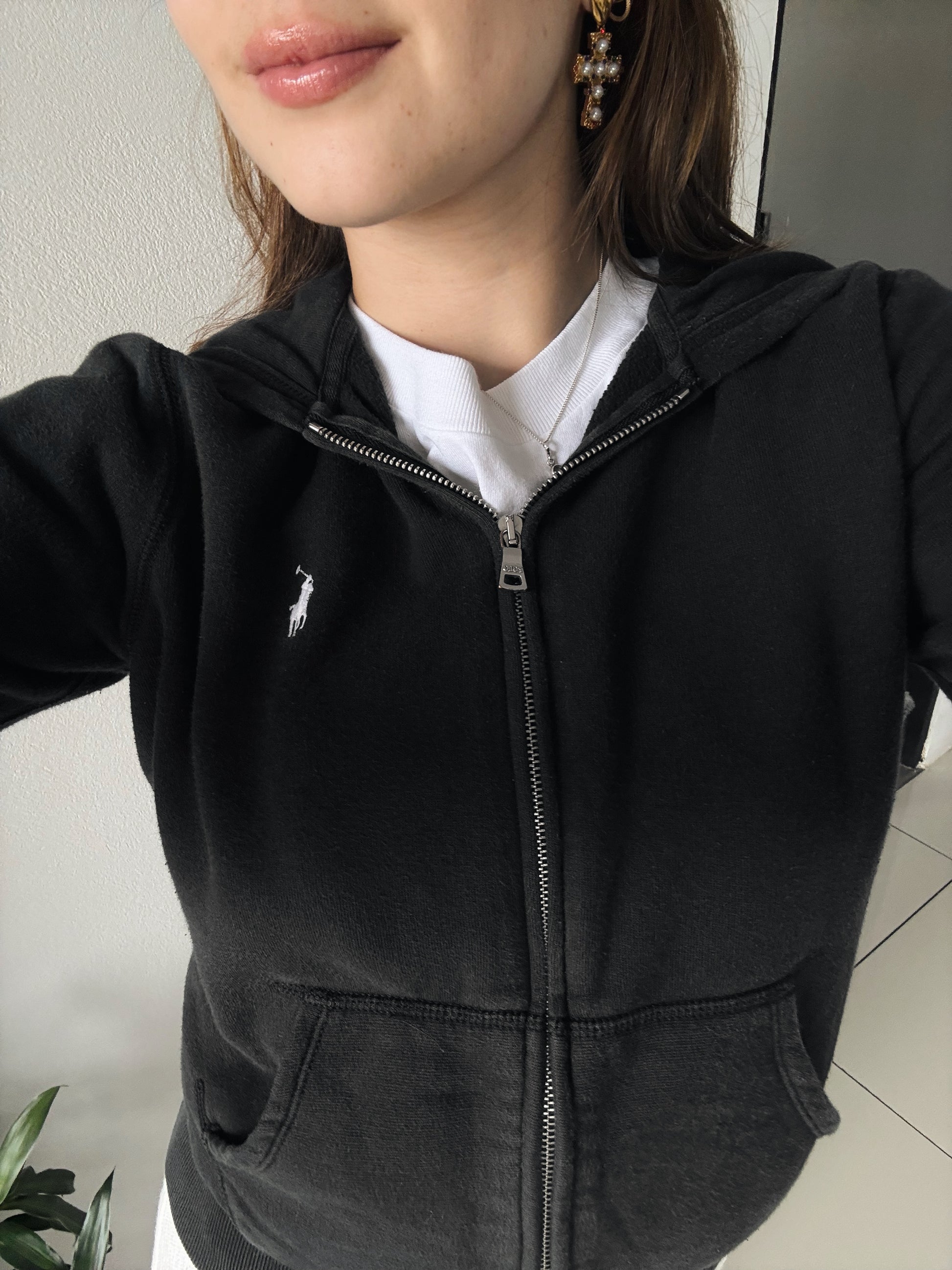 (S) POLO RALPH LAUREN BLACK HOODIE FULL ZIP (WOMEN)