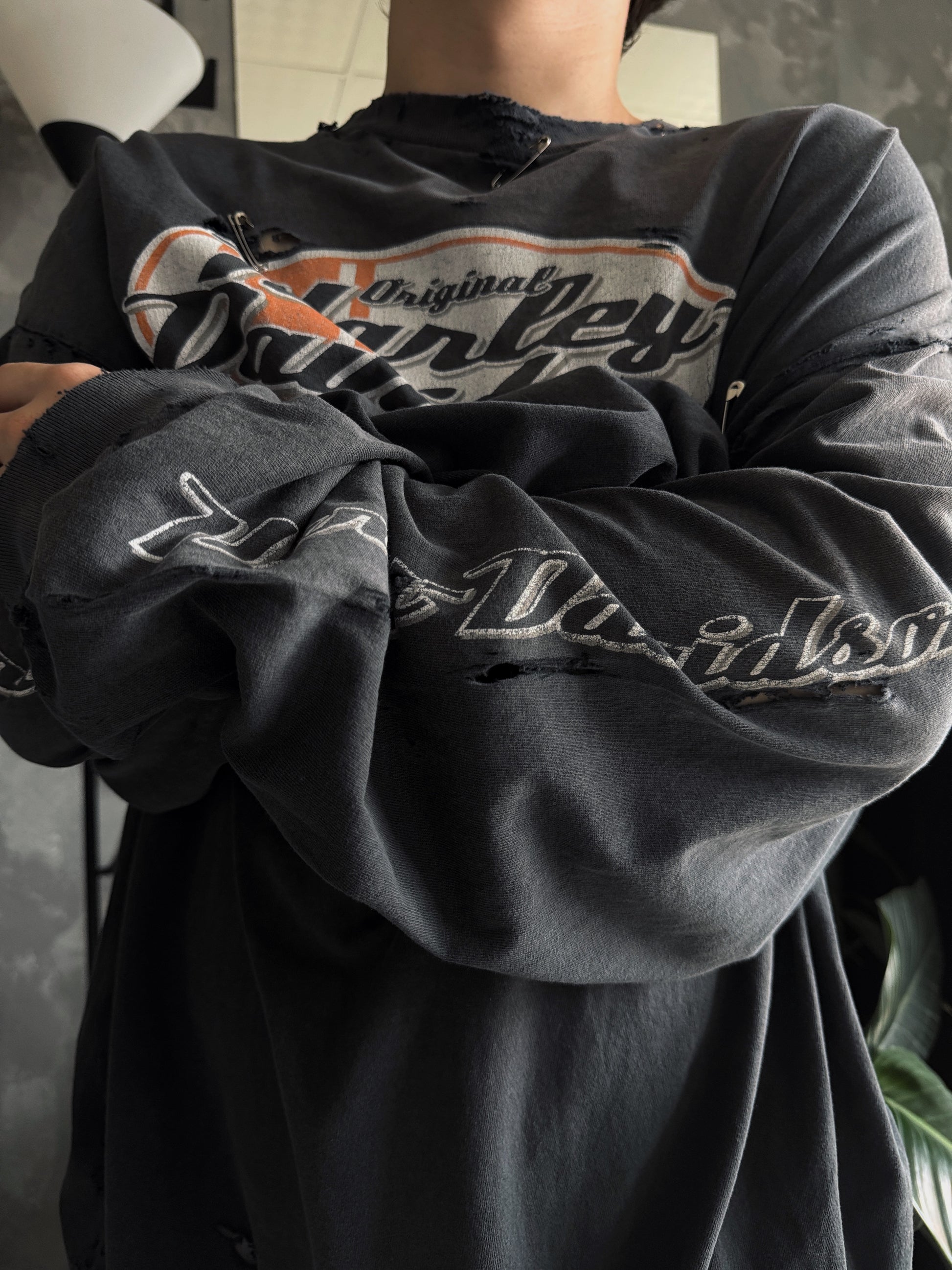 (XXL) 90’S VINTAGE HARLEY DAVIDSON DISTRESSED LONG SLEEVE