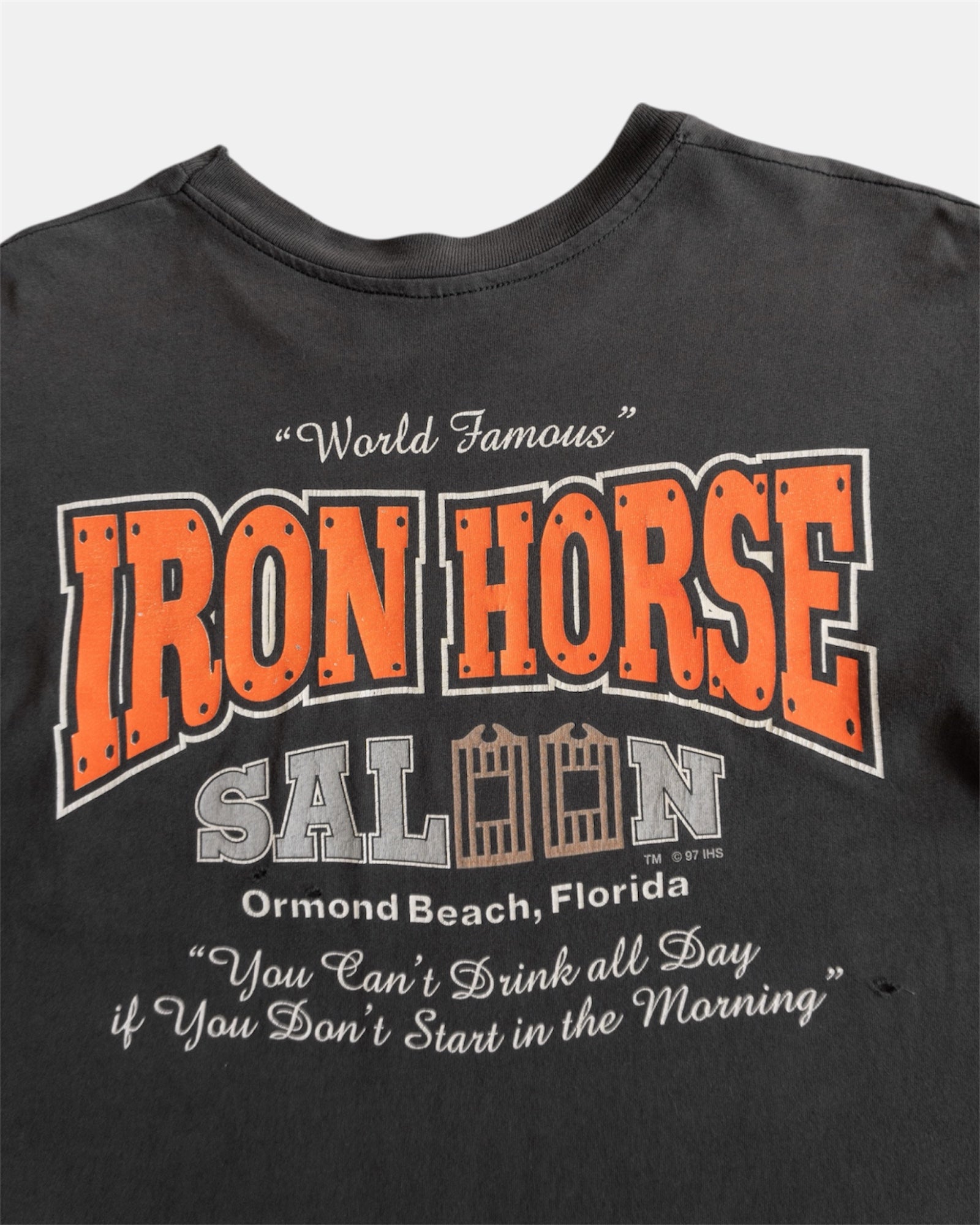 (L) 90’S VINTAGE IRON HORSE FADED POCKET TEE