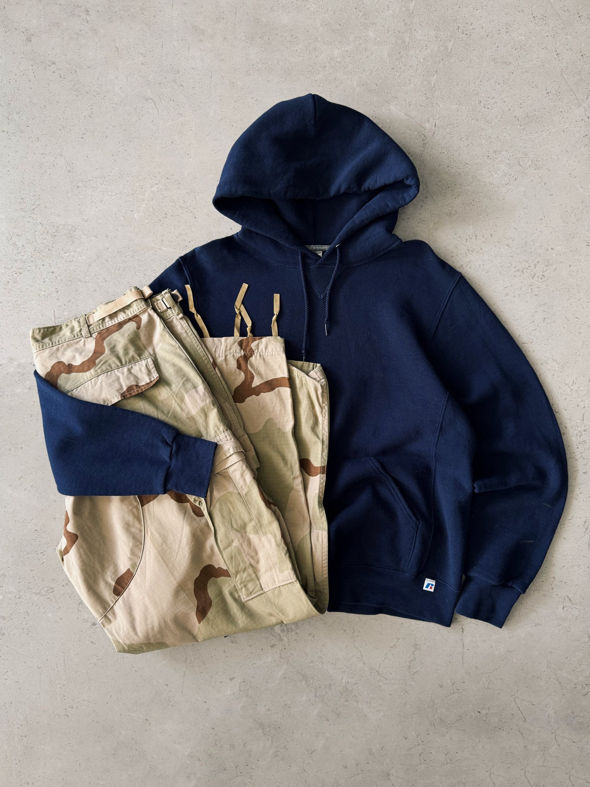 (M) RUSSELL NAVY BLANK HOODIE