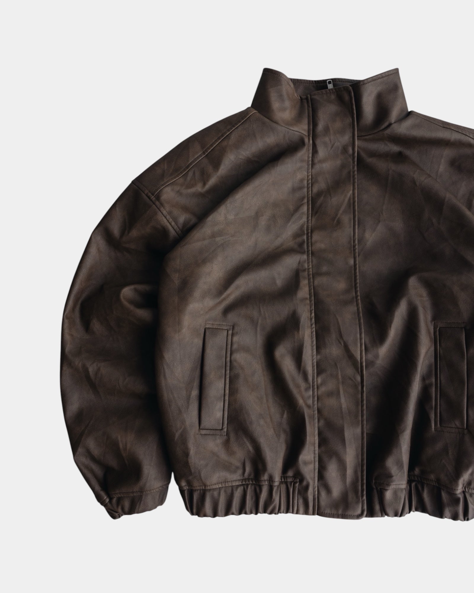 (L) BOMBER TYPE LEATHER JACKET (NEW)