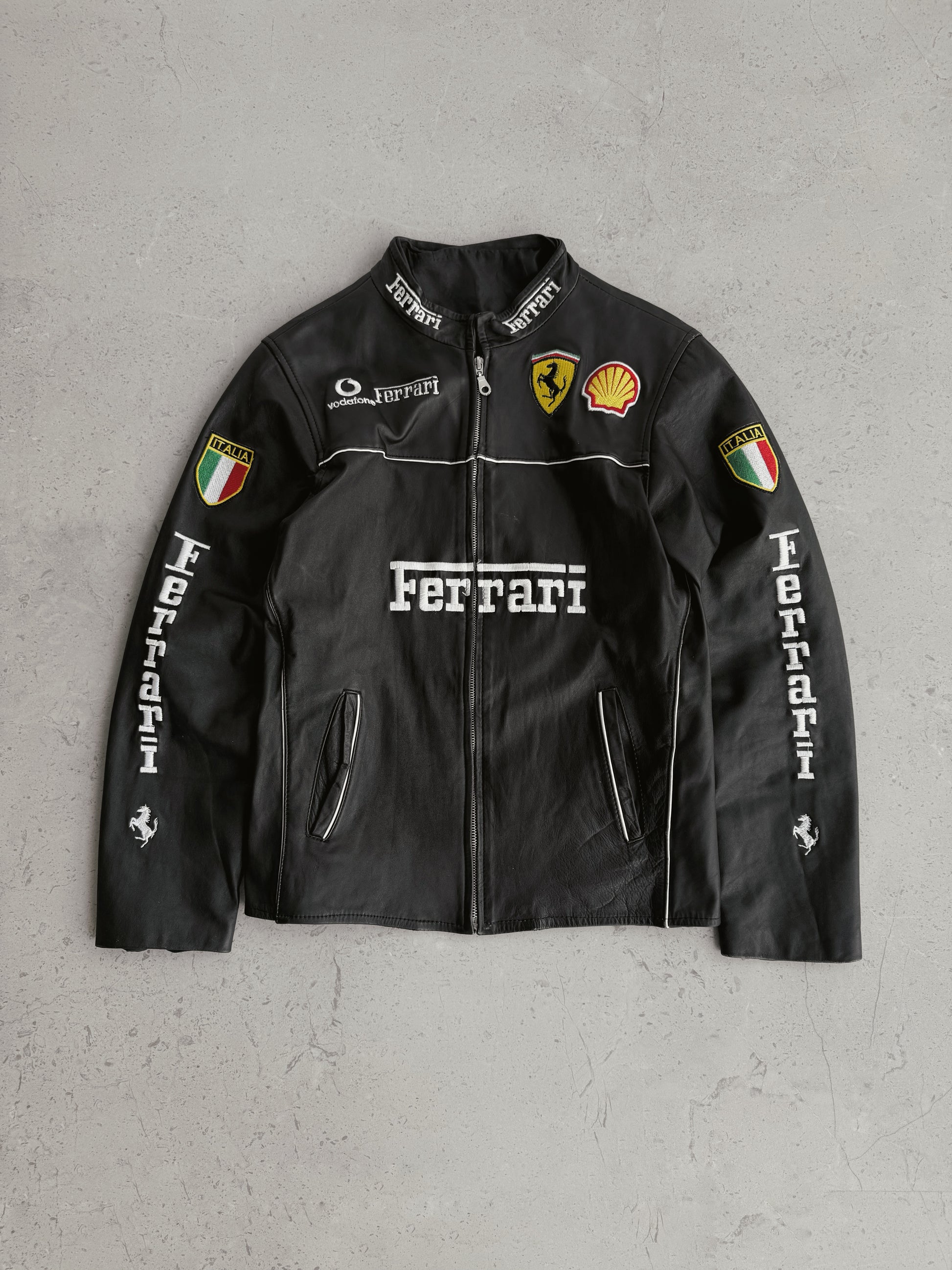 (M) VINTAGE FERRARI RACING LEATHER JACKET