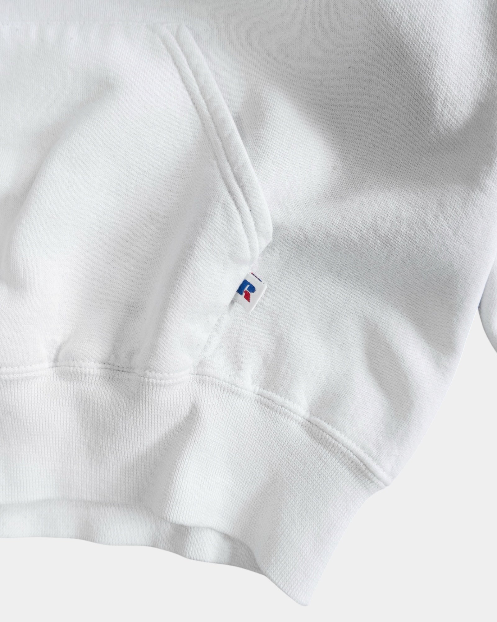(BOXY L) 90’S VINTAGE RUSSELL MADE IN USA WHITE HOODIE