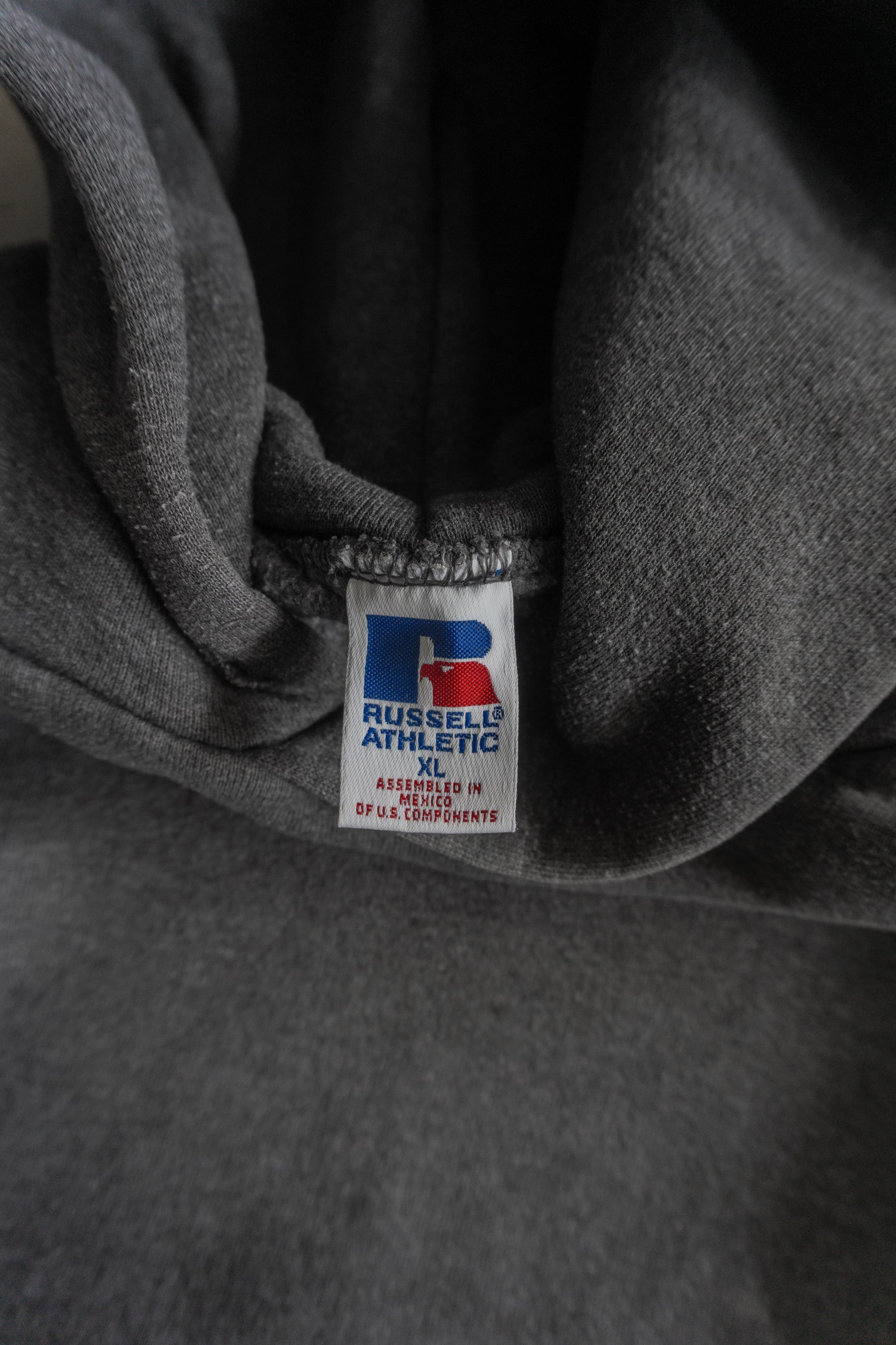 (BOXY L) 00’S VINTAGE RUSSELL GRAY BLANK HOODIE