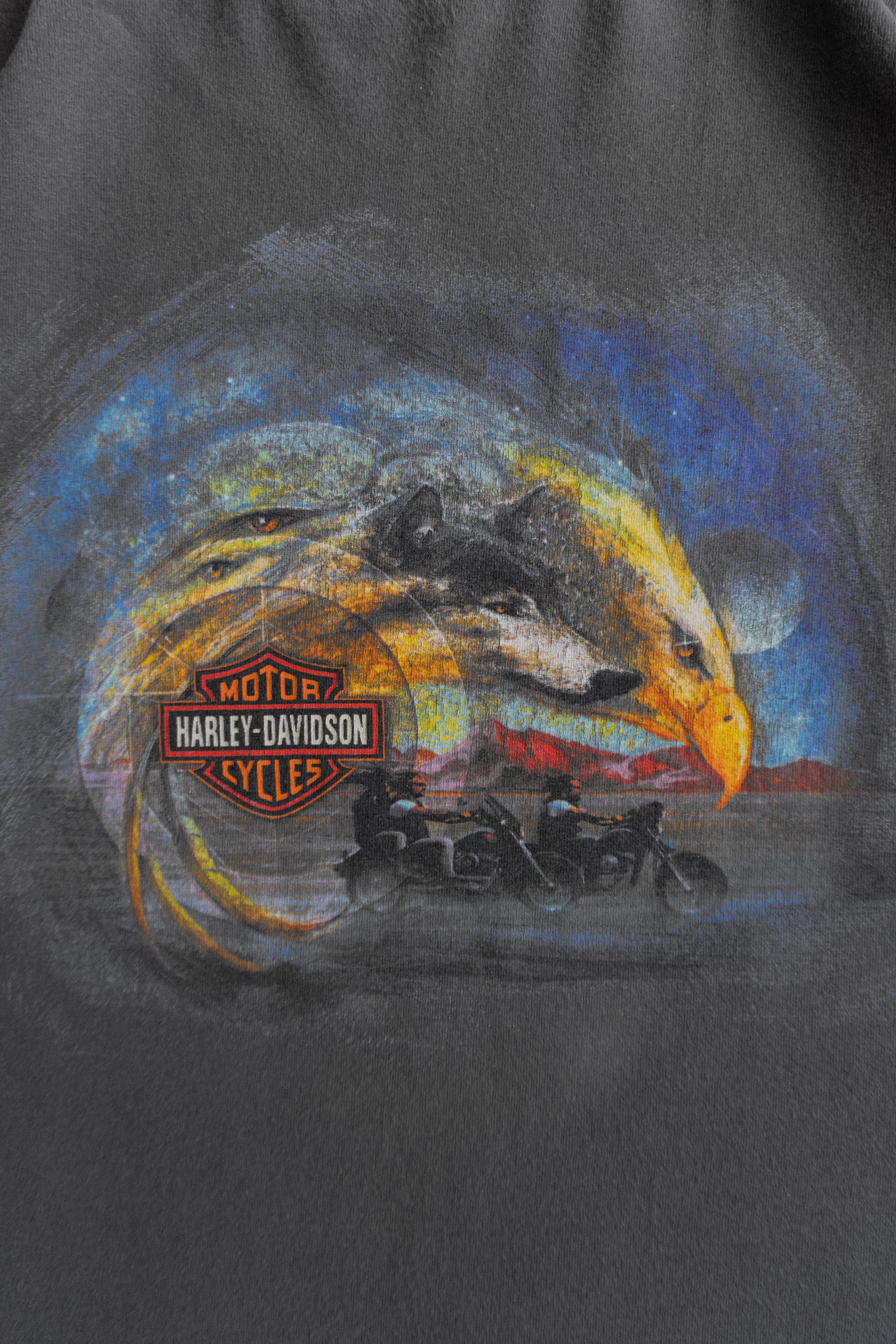 (L/XL) VINTAGE HARLEY DAVIDSON MOTORCYCLE BIKER WOLF EAGLE TEE