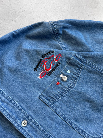 (M) ORANGE COUNTRY CHOPPERS DENIM SHIRT