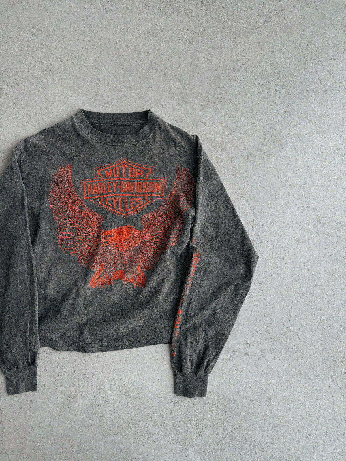 (M) 80’S VINTAGE HARLEY DAVIDSON SAN DIEGO SUN FADED LONG SLEEVE
