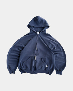 (BOXY L) VINTAGE RUSSELL NAVY FADED HOODIE FULL ZIP