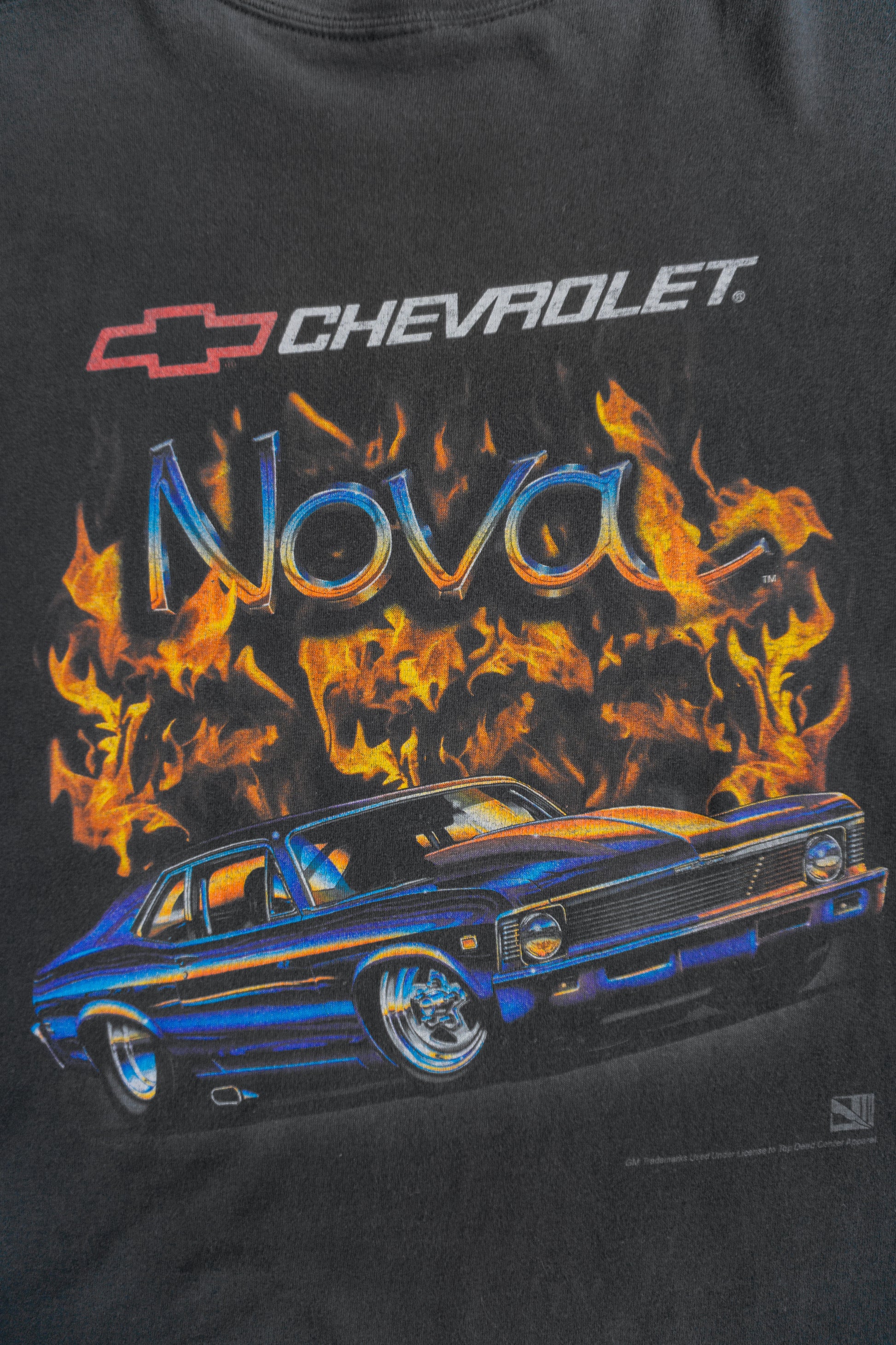 (L/XL) VINTAGE CHEVY CHEVROLET NOVA FLAMES CAR TEE